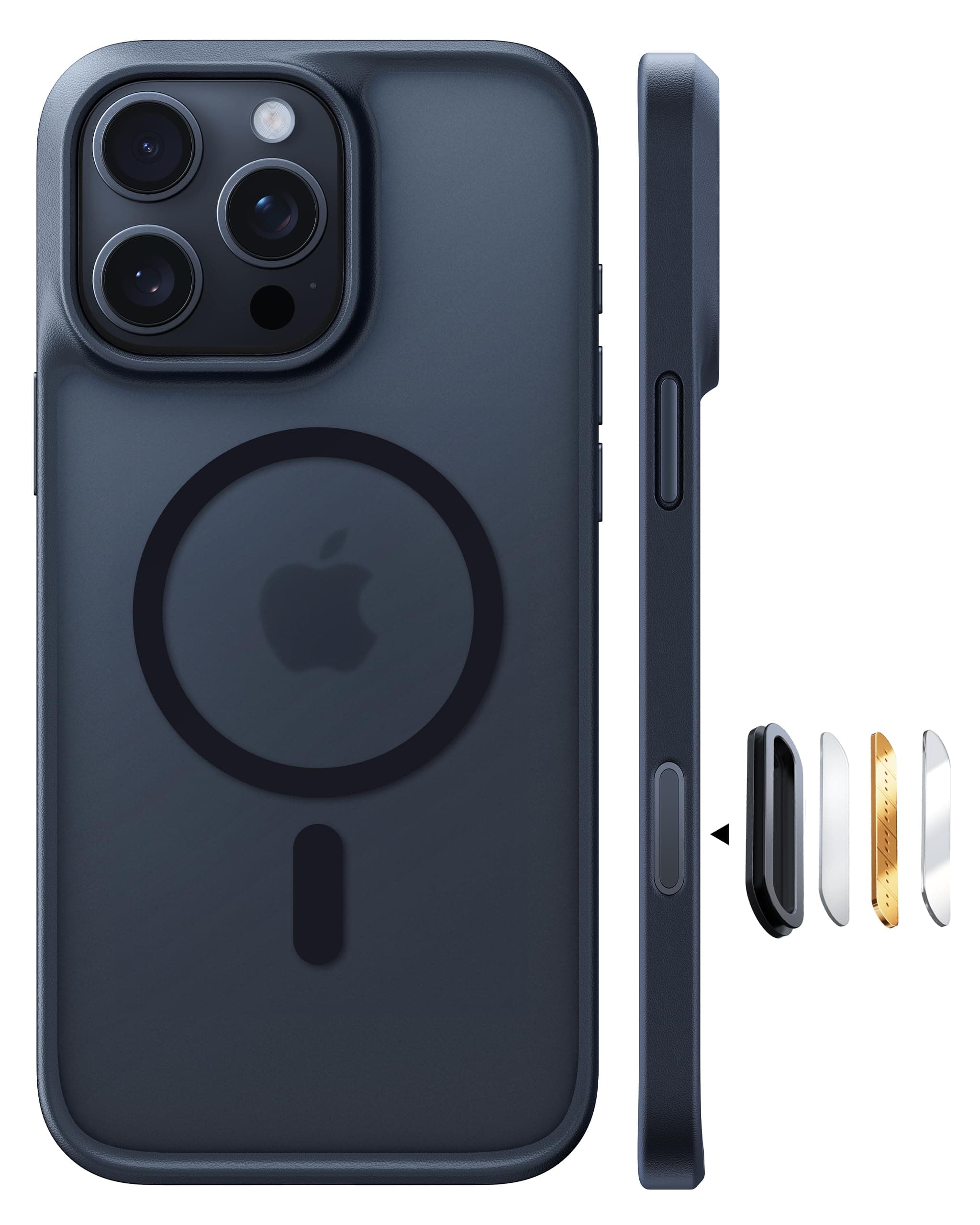 TORRAS for iPhone 16 Pro Case Translucent Matte Black | Compatible with MagSafe, Military Grade Drop Protection, Stronger Magnetic, Shockproof Airbag, Camera Control, Color Buttons, Slim Anti-Scratch