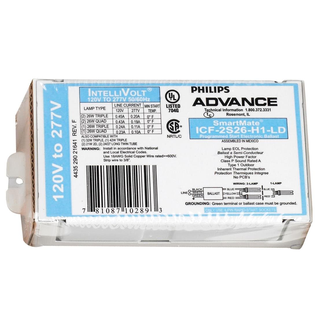 PHILIPS CFL Ballast, Electronic, 54W, 120/277V