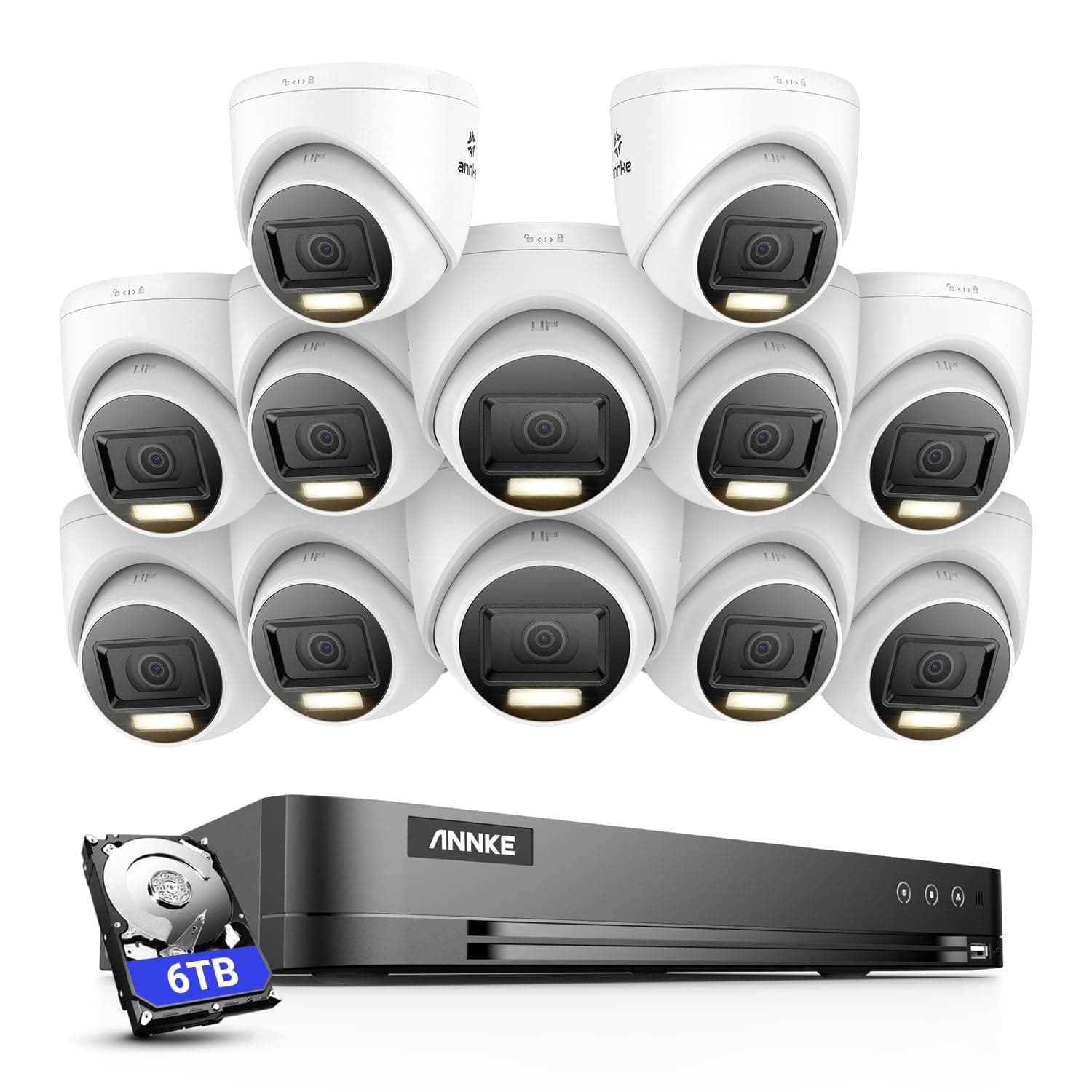 ANNKE 8MP CCTV Camera Systems, 16 Channel H.265+ DVR, 4K CCTV System with 6TB Security Hard Drive, 12 × 8MP Security Turret Camera Outdoor, Smart Human/Vehicle Detection, Night Vision
