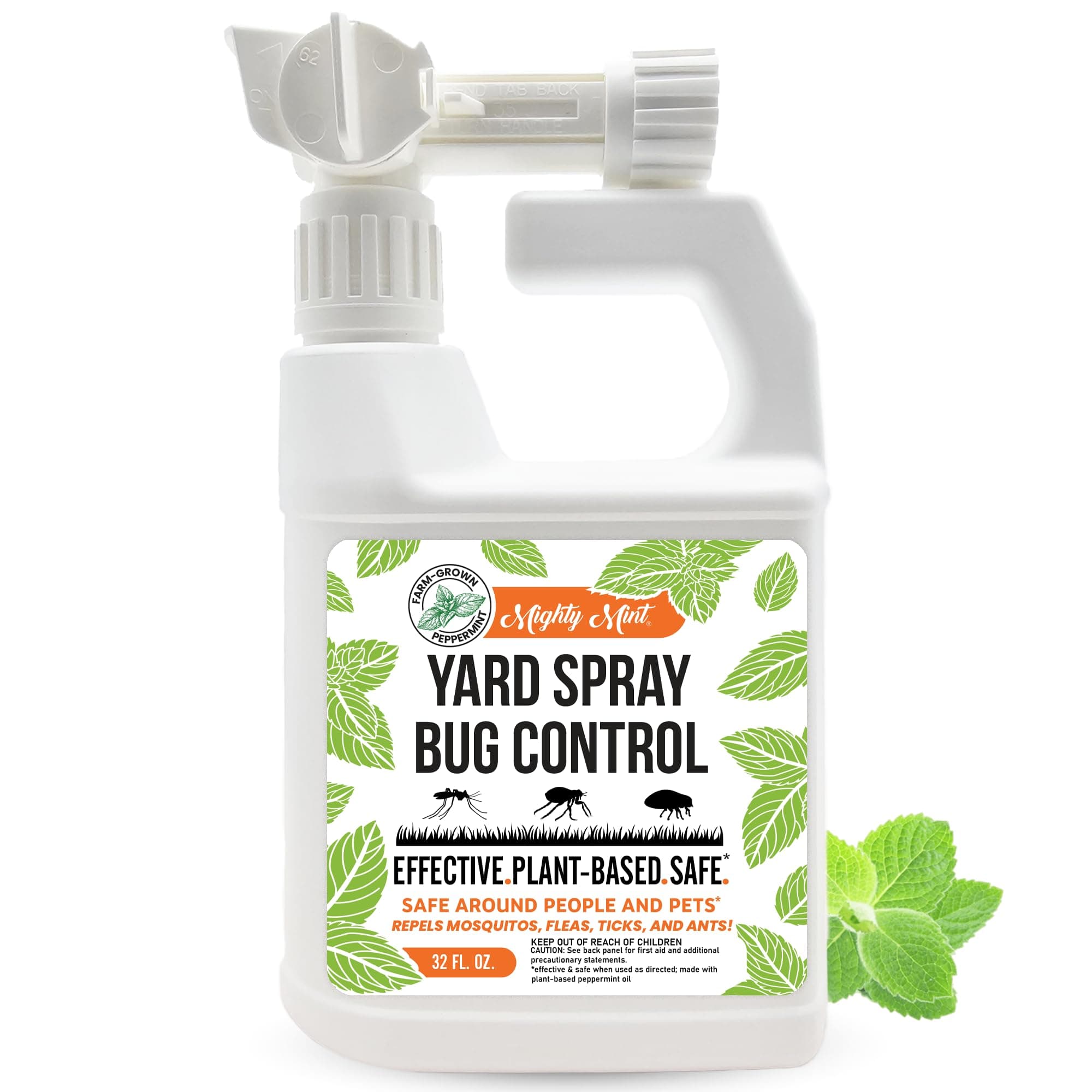 Mighty Mint Peppermint Oil Lawn & Yard Bug Control Spray – Natural Outdoor Pest Repellent for Fleas, Ticks, Mosquitoes, Ants, and More – Plant-Based, Extra-Strength Formula – 32 oz