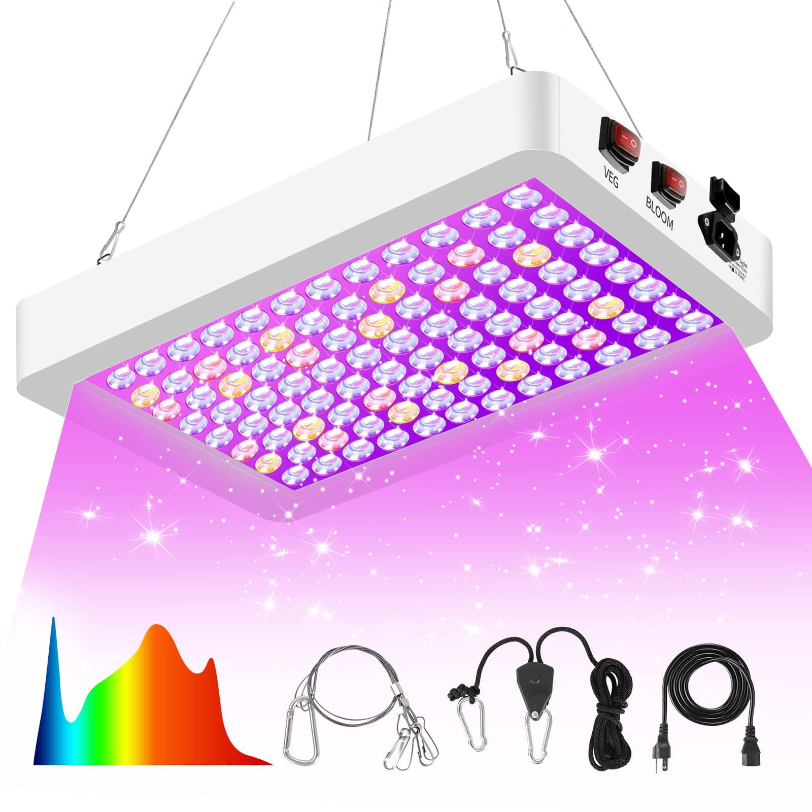 Upgraded 1000W LED Grow Lights with Dual Switch, Double Chips Full Spectrum Plant Light, Grow Lights for Indoor Hydroponic Plants Veg Flower Growing Lamps