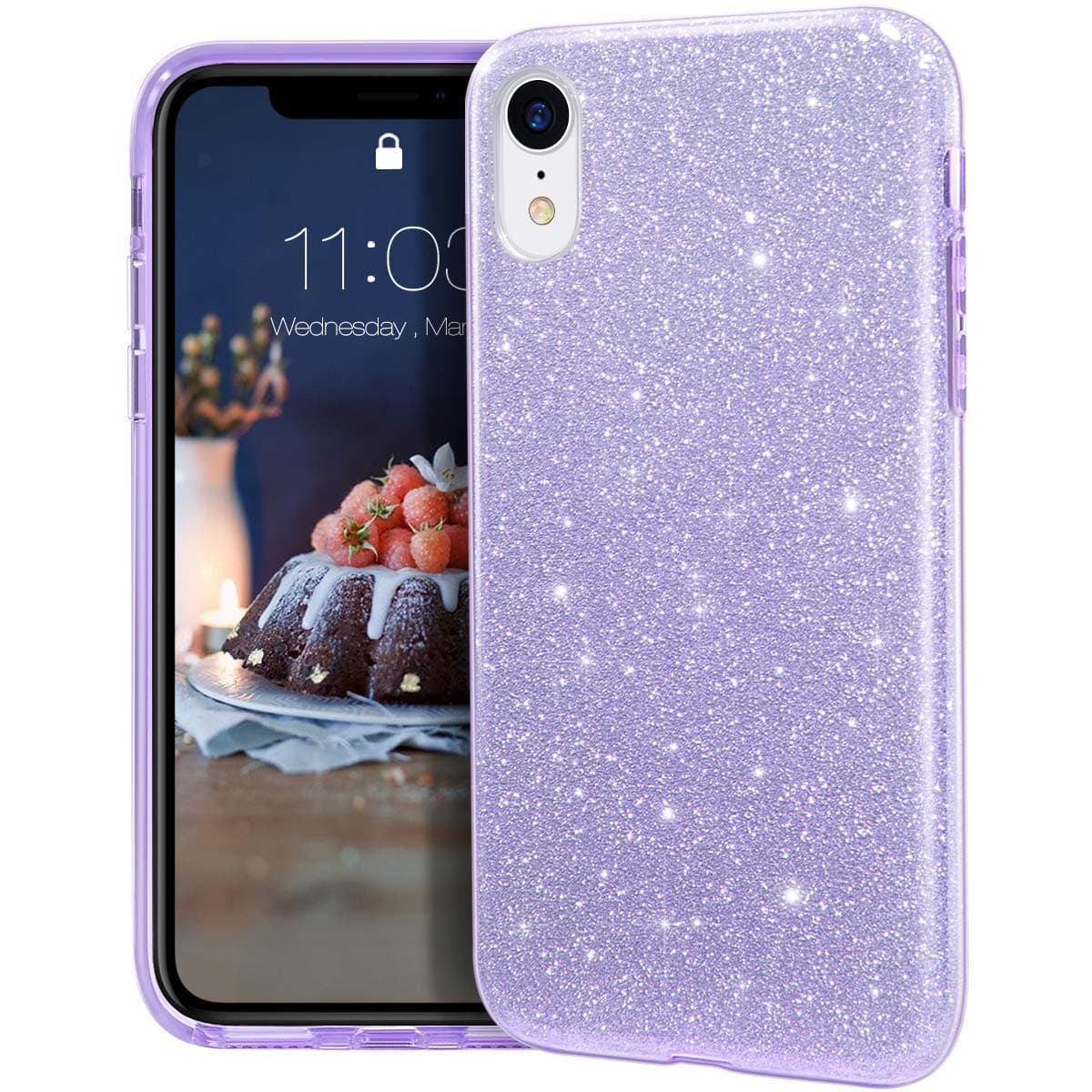 MATEPROX Compatible with iPhone XR Case Glitter Slim Shiny Sparkle Crystal Bling Cover Cute Girls Case (Purple)