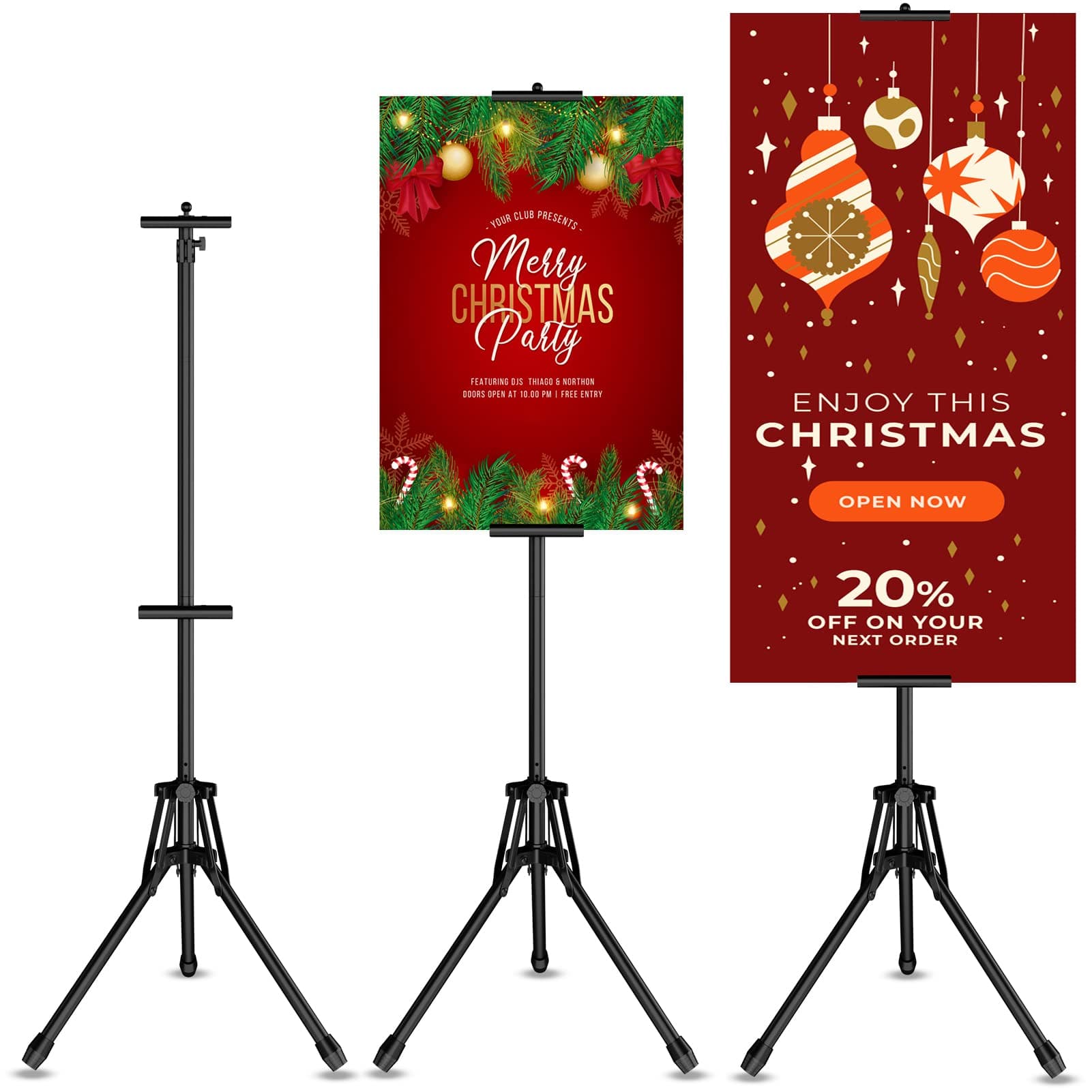 Poster Stand for Display, 80'' Adjustable Sign Stand Tripod, Retractable Poster Board Stand Double-Sided Banner Stand, Foldable Floor Standing Sign Holder Signage Stand with Portable Bag, Black