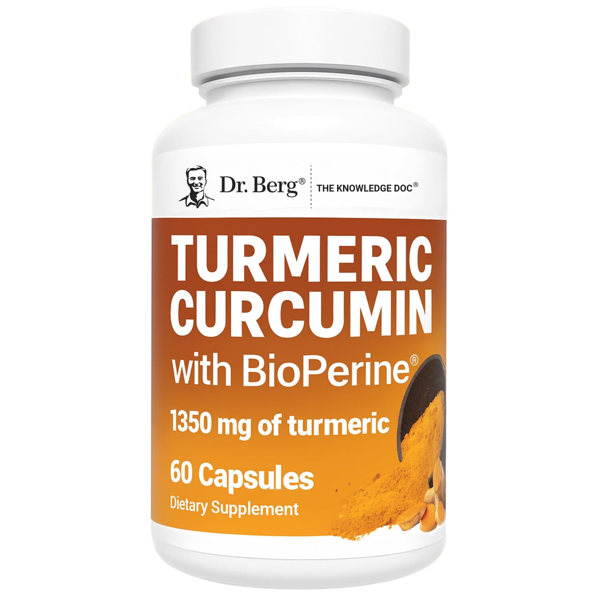 - Dr. Berg (Only 2 Per Day) Turmeric Supplement with Black Pepper (BioPerine) - 1350 mg Turmeric Curcumin Supplement with 95% Curcuminoids – Turmeric Curcumin with Black Pepper – 60 Turmeric Capsules