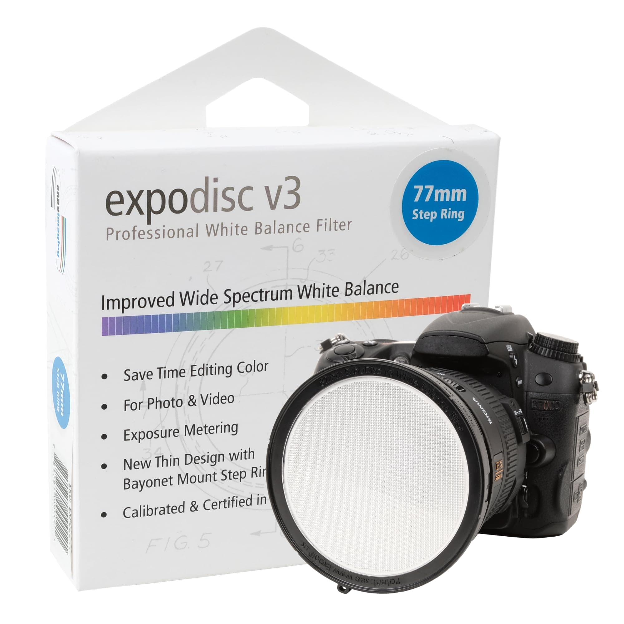 ExpoDisc v3 Professional White Balance Filter (77mm) - Save Time Editing with a Quick and Easy White Balance