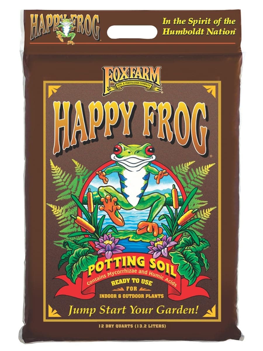 Happy Frog Potting Soil - Ready-to-Use Amended Container Blend with Soil Microbes, Earthworm Castings, Bat Guano, and Aged Forest Products for Indoor & Outdoor Plants - 12 Quart