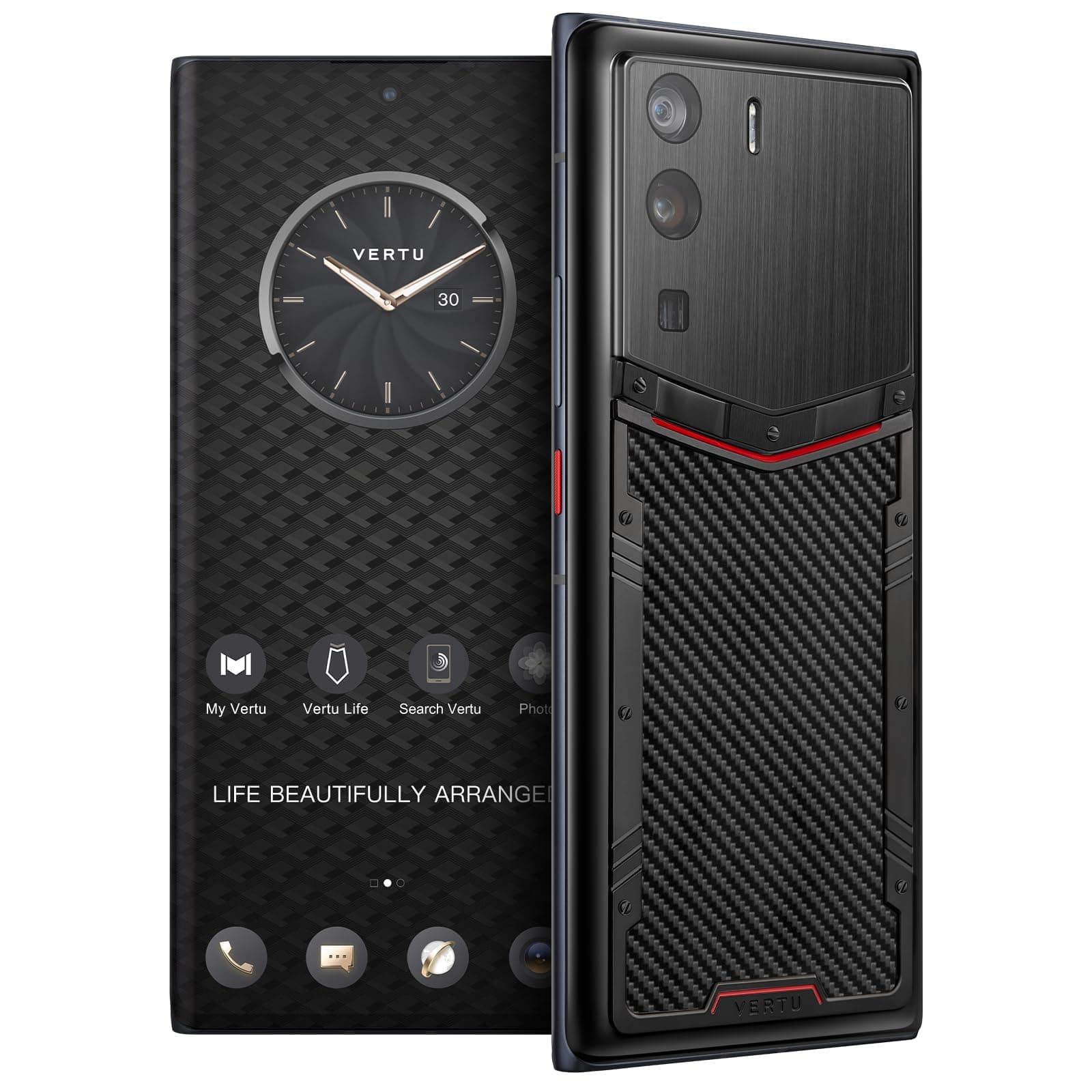 METAVERTU Web 3.0 Carbon Fiber 5G Phone, Unlocked Android Smartphone, Secure Encrypted, Double Systems, 64MP Camera, 144Hz AMOLED Curved Display, Dual SIM, Fast Charge (Glossy, 18G+1T)