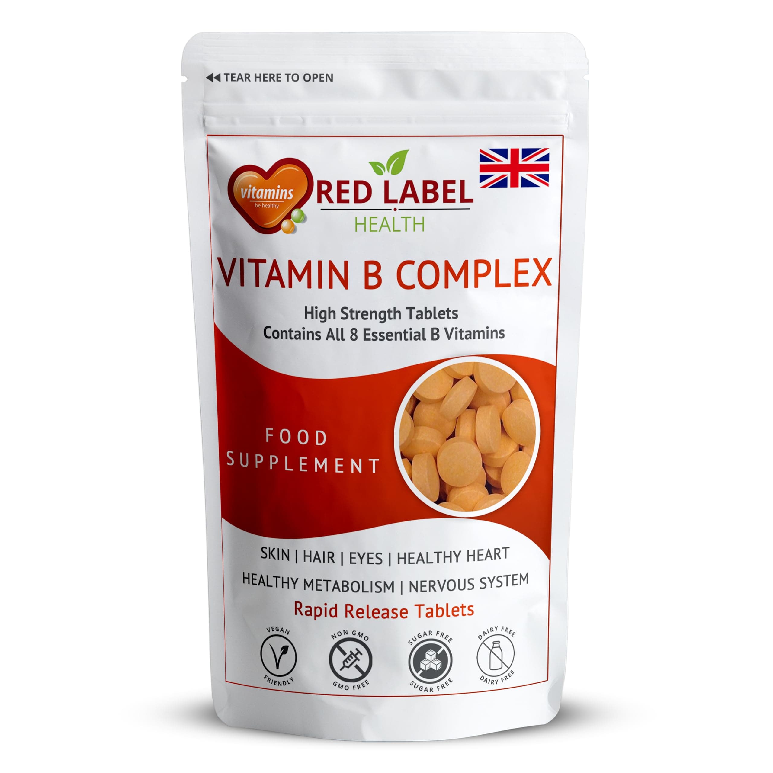 Vitamin B Complex High Strength 360 Tablets (1 Year Supply) - B1, B2, B3, B5, B6, B12, Biotin & Folic Acid for Men & Women, Vegan & Vegetarian-Friendly