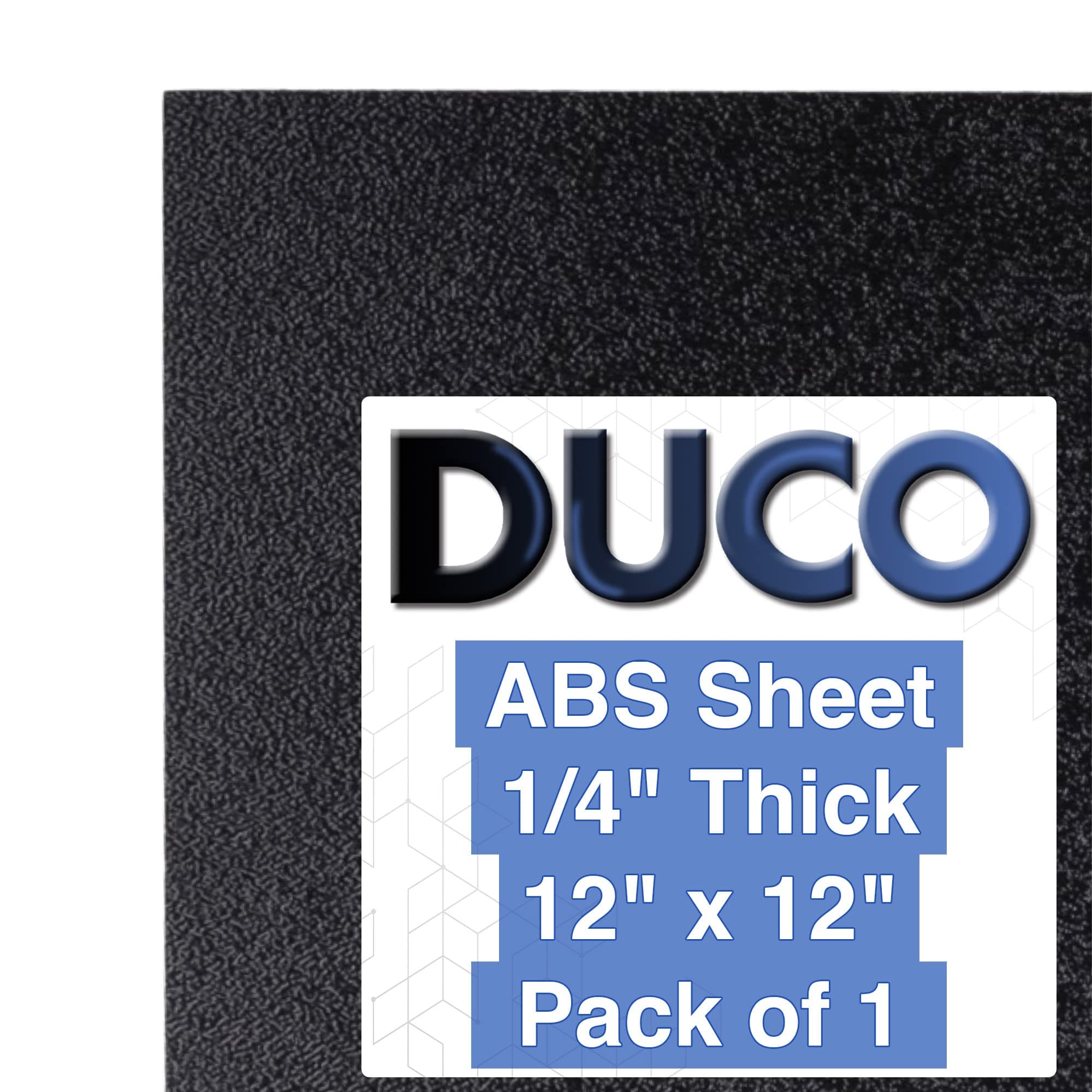- Duco USA-Made ABS Plastic Sheet 1/4 Inch Thick 12" x 12" - 1 Pack of Black Thermoplastic Panels - Textured, Heat Moldable ABS Board for DIY, Car Interiors, Crafts, and More