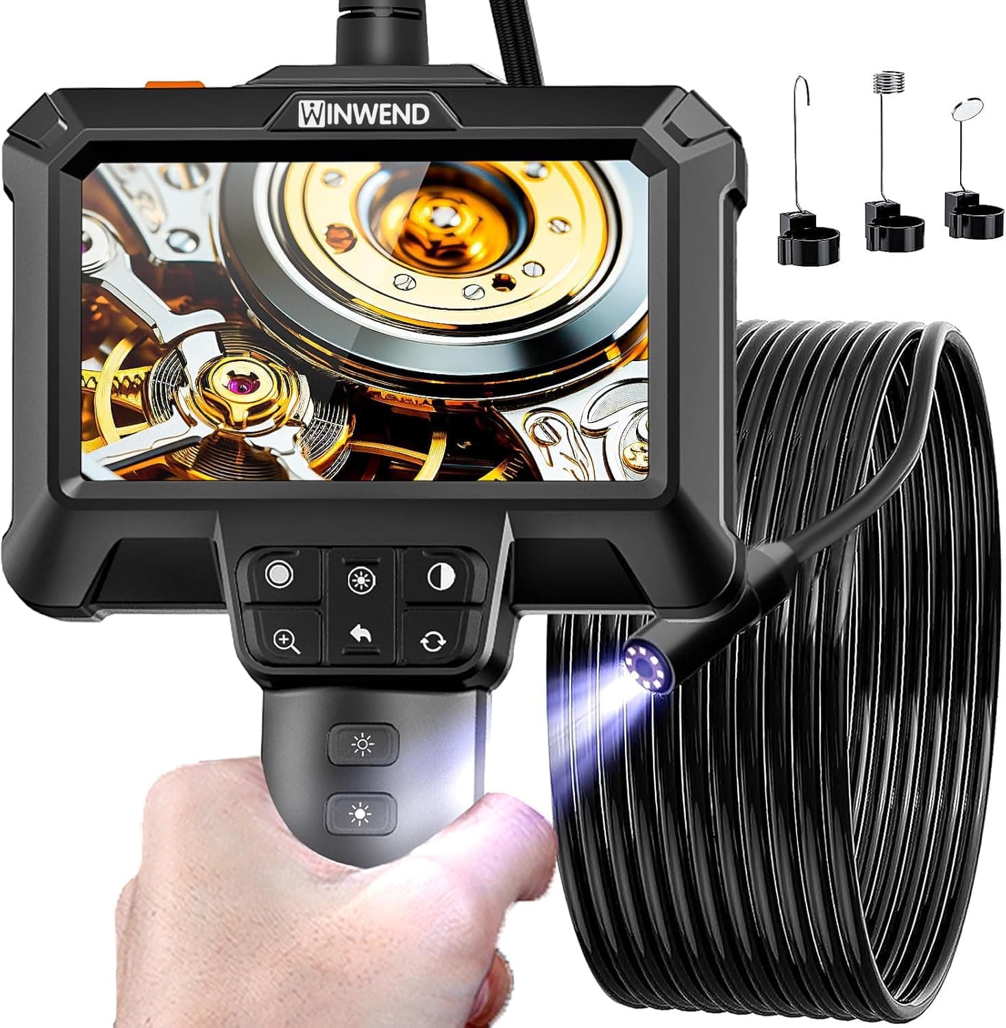 Endoscope Inspection Camera, Borescope with 4.3'' LCD Screen, IP67 Waterproof Borescope Camera with 8 Adjustable LED Lights, HD 1080P Inspection Cameras, 16.5ft Endoscope Cameras, Gadgets for Men