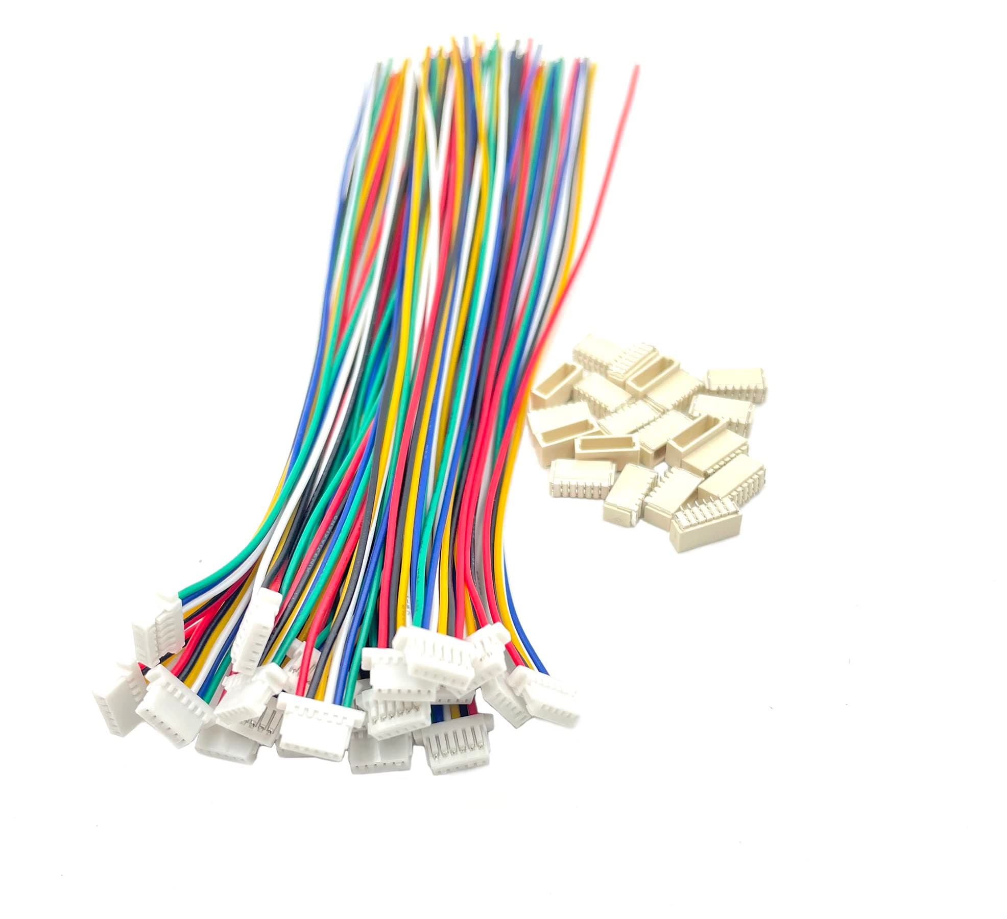 20 Pairs Mini Micro 6 Pin JST SH 1.0mm Cable Connector, JST SH 1.0mm Pitch 6 Pin Male Female Connector Plug with 150mm 26AWG Wires Cables, for LED Strips Lights, RC Toys, Batteries