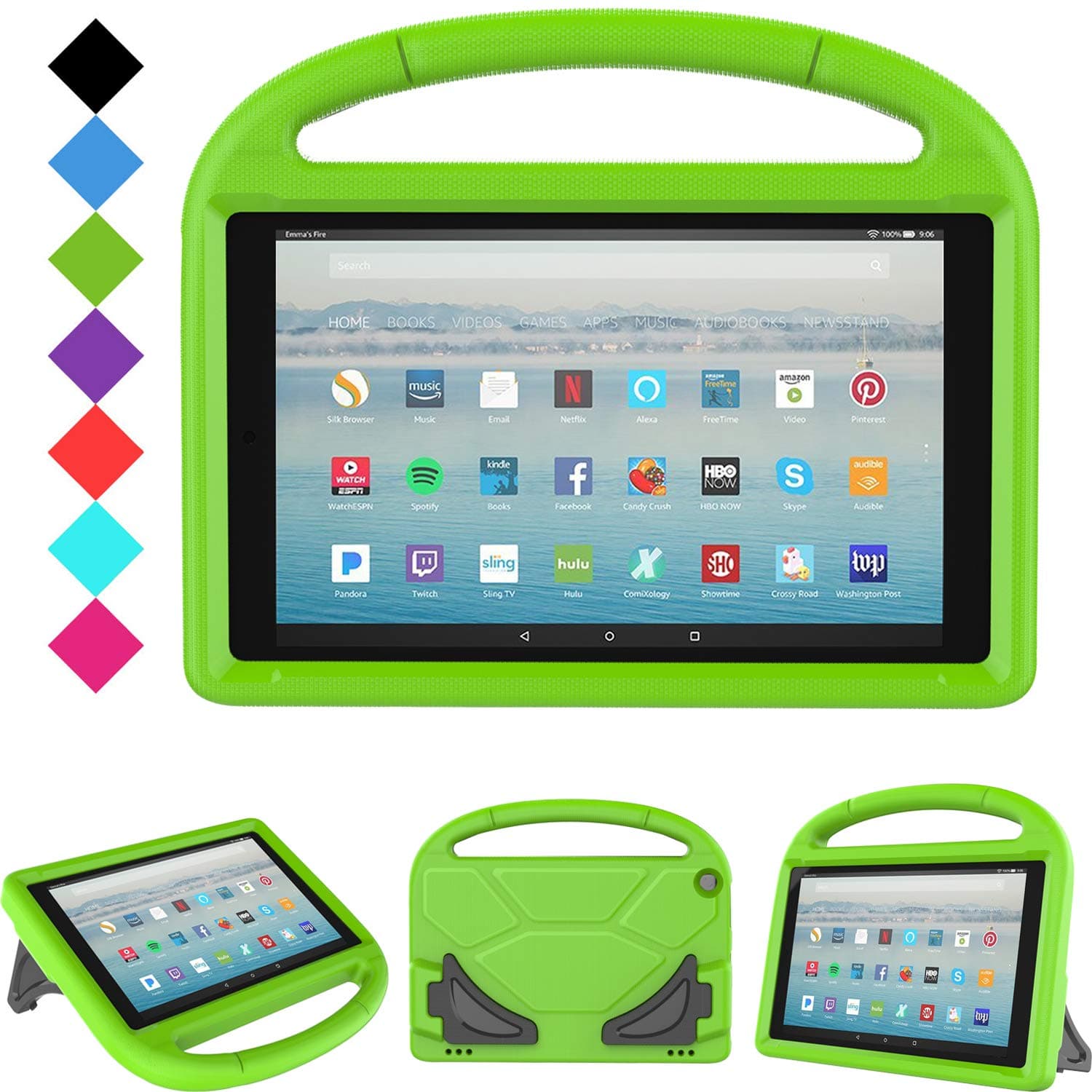 All-New Fire HD 10 2019/2017 Tablet Case - TIRIN Light Weight Shock Proof Handle Stand Kids Friendly Case for Fire HD 10.1 Inch Tablet (9th/7th Generation, 2019/2017 Release), Green