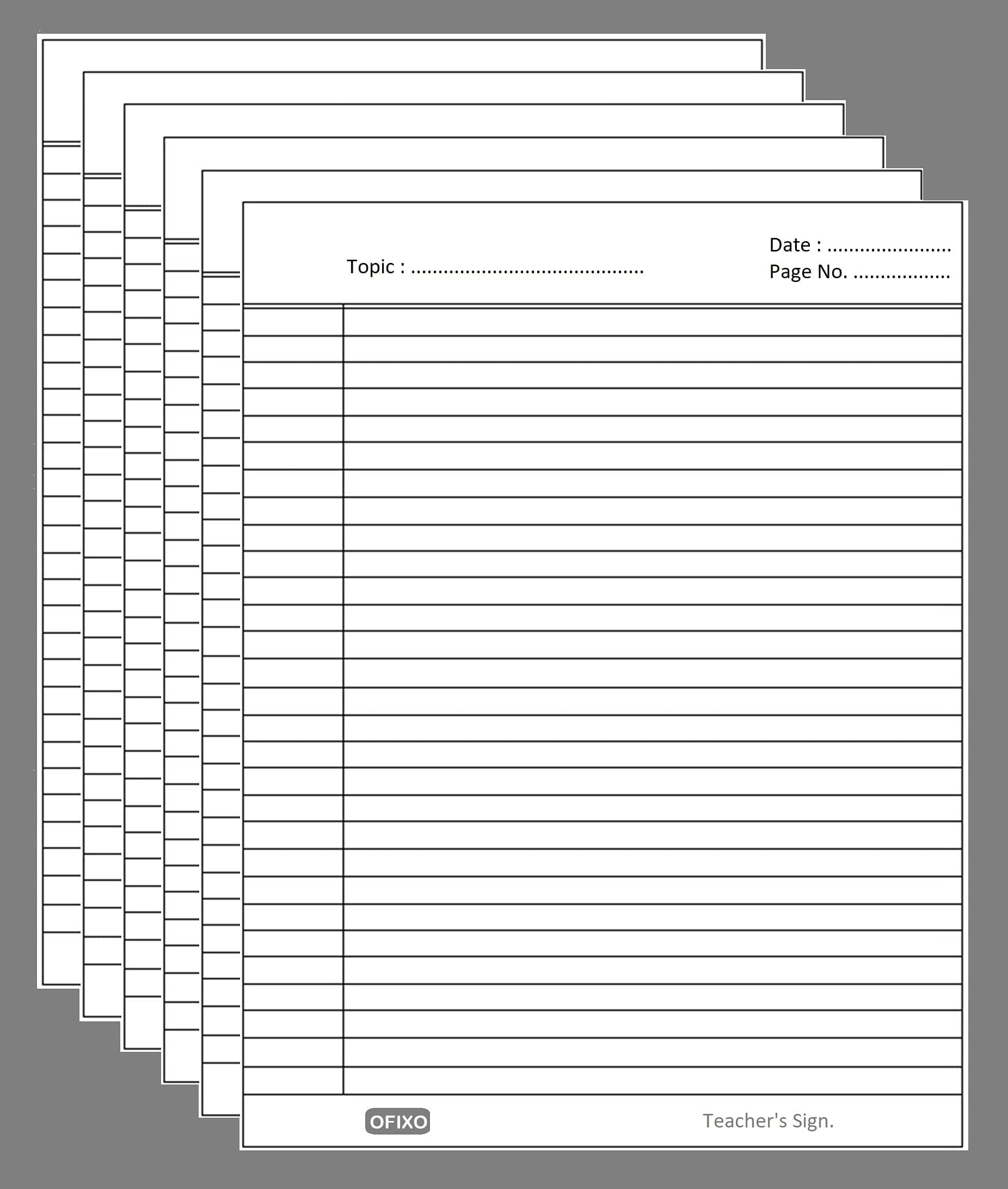 A4 Size Both Side Ruled Sheet for Project/Practical/Homework (Pack of 100 sheets) (Model Number: OFX_RULD100)