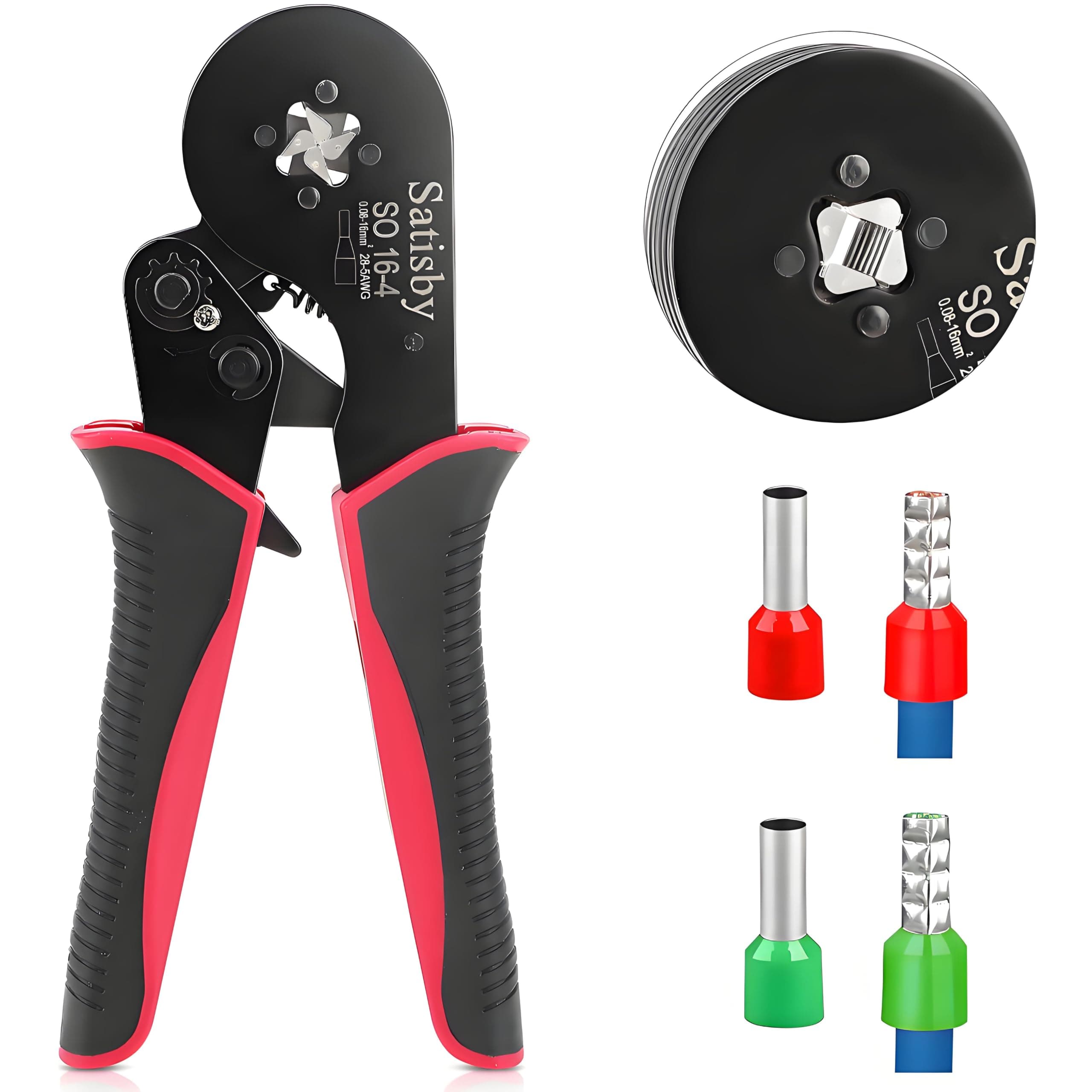 Bootlace Ferrule Crimping Tool,16mm Crimping Tools 0.08-16mm²/AWG28-5,Ratchet...