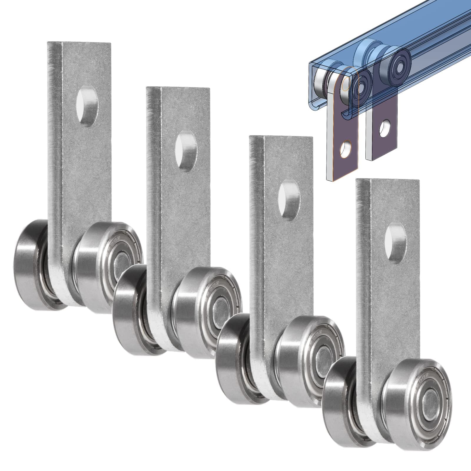 2 Wheel Trolley Assembly Rollers Two Bearing Trolley Assembly for 1-5/8" Wide and All 1-5/8" or Taller Strut Channel 4 pcs…