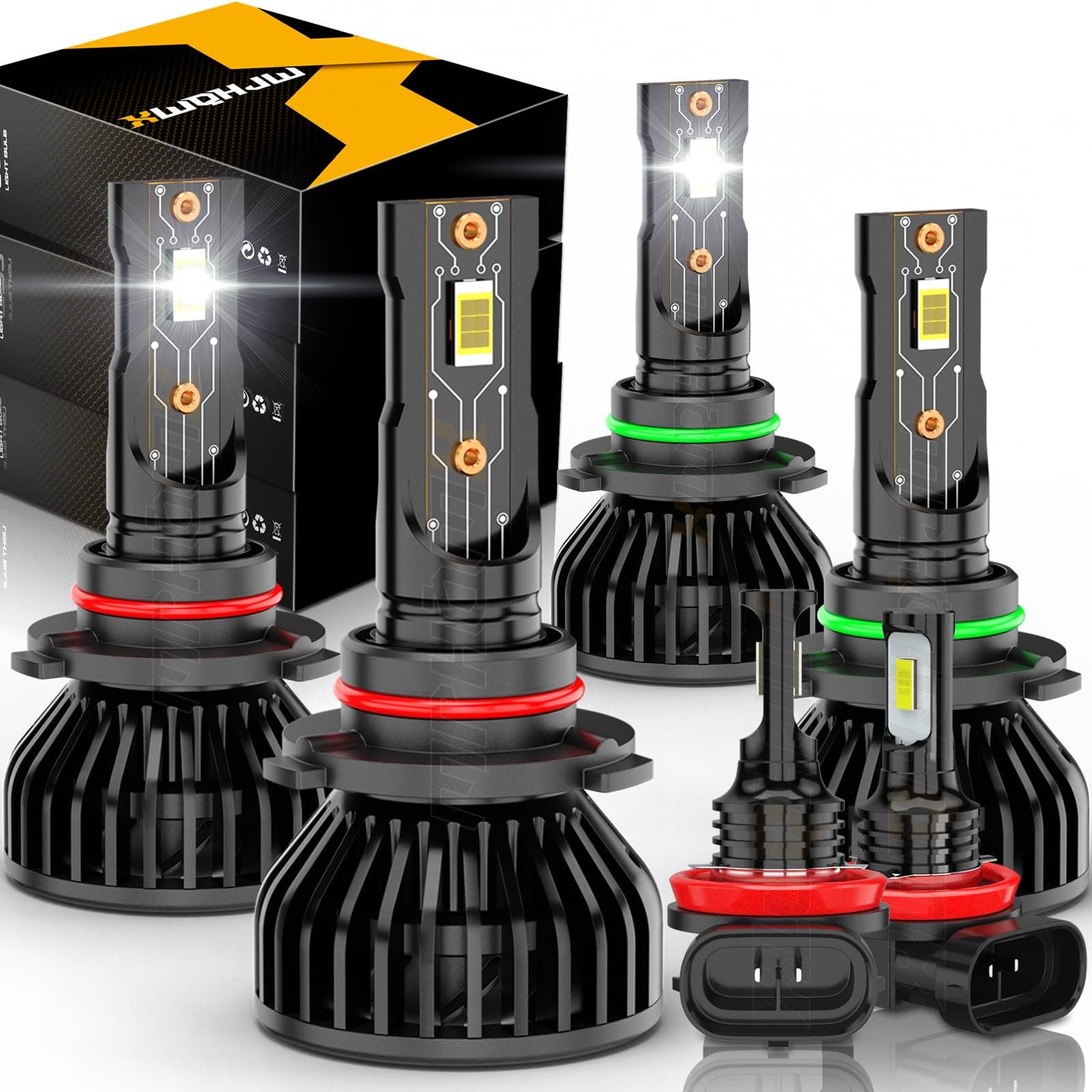 Compatible for 2009 2010 2011 2012 2013 Toyota Corolla Light Bulbs, 9005 High Beam 9006 Low Beam H11 Fog Lights, 6000K Bright White Combo Kit, Plug n Play, Powersports Bulbs, 6-Pack