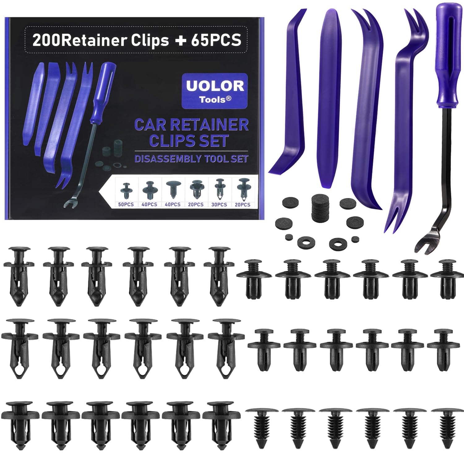 265PCS Car Bumper Retainer Clips Plastic Rivets Auto Fasteners Push Retainer Kit Most Popular Sizes Auto Push Pin Rivets Set -Door Trim Panel Fender Clips