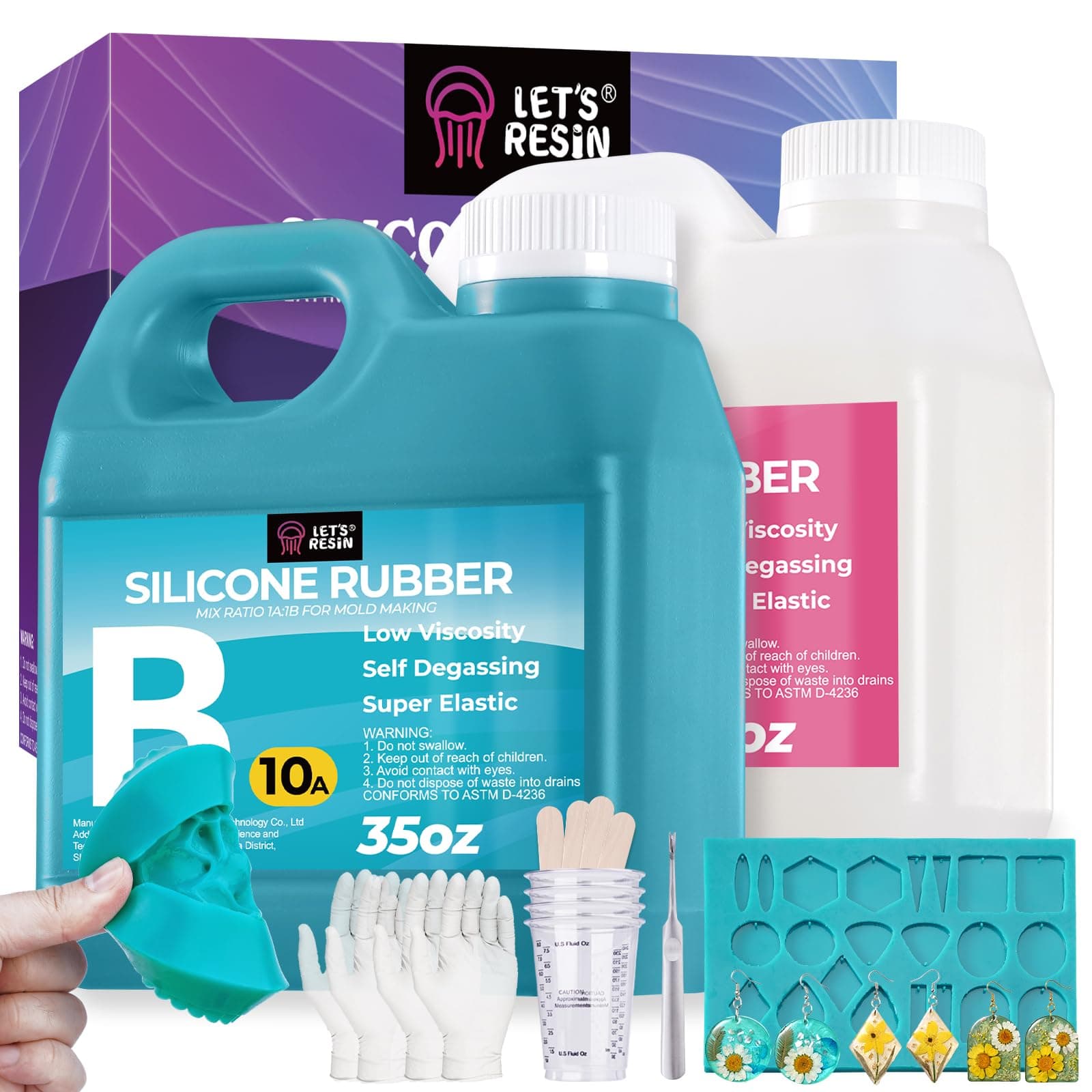 Super Elastic Silicone Mold Making Kit 10A,70.5oz Jade Green Mold Making Liquid Silicone Rubber, Ideal for Casting Resin Molds/Silicon Molds/Candle Molds/Silicon Inlay (2KG)