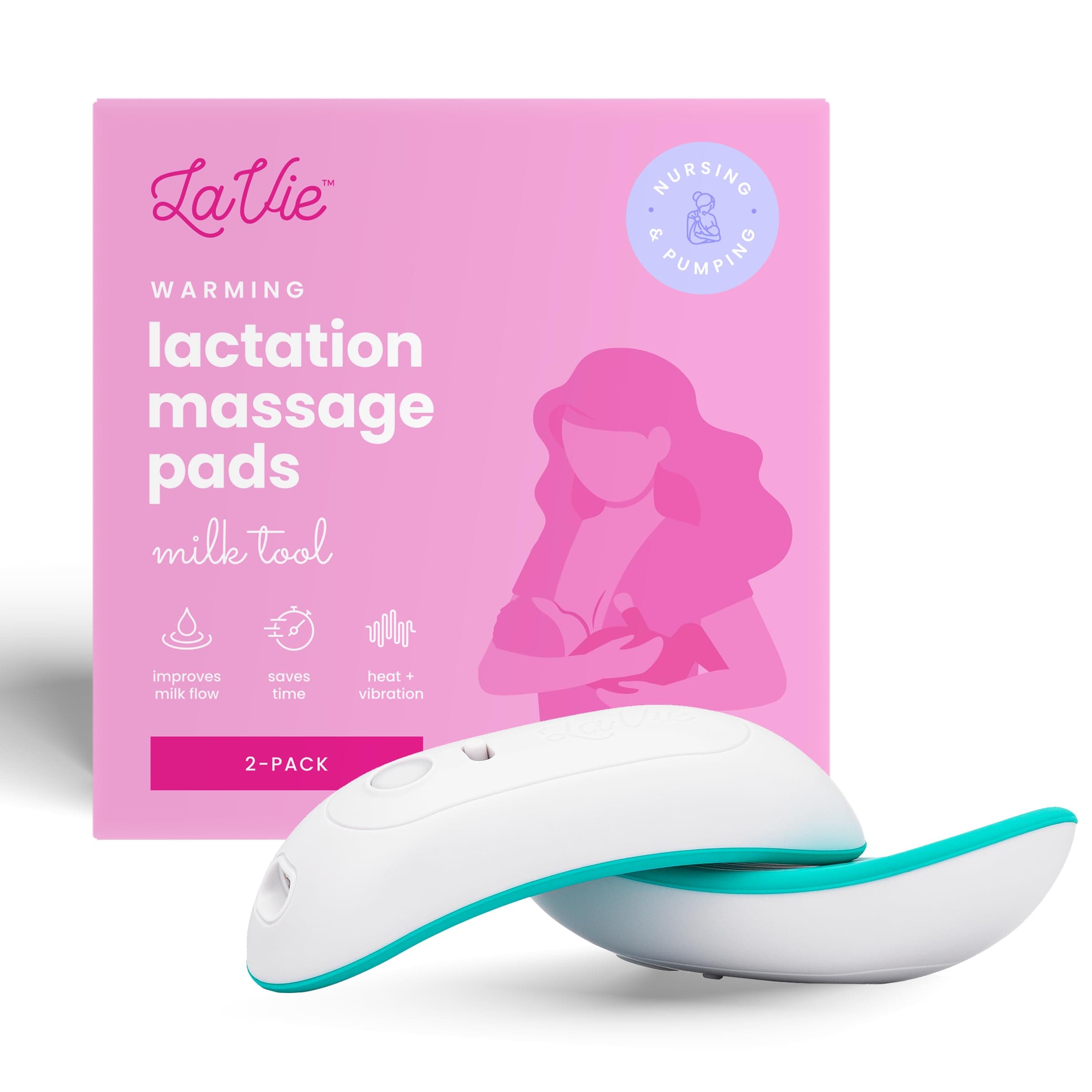 LaVie 2-in-1 Warming Lactation Massager 2 Pack, Heat and Vibration