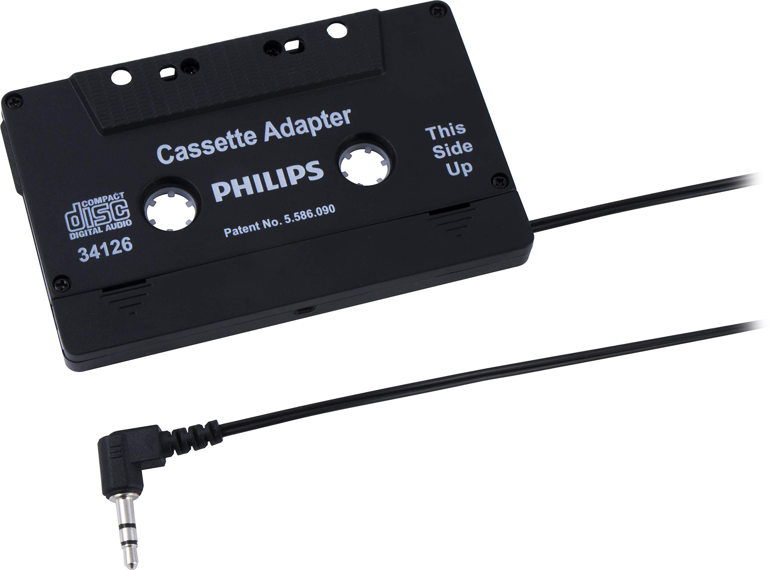 PHILIPS Universal Cassette Adapter with 3.5mm Audio Jack, Black