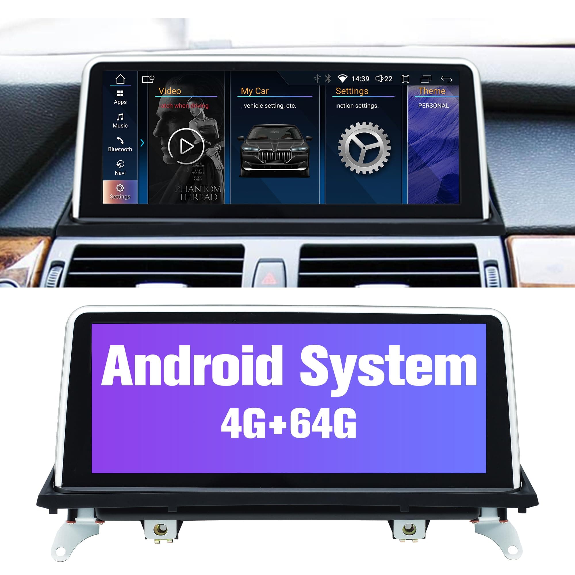 Stereo for E70 E71: 64G Car Stereo with Bluetooth Apple Carplay for BMW E70 E71 CCC 2007-2010, 10.25" Aftermarket Touch Screen Android System Head Unit Car Play Radio with Backup Camera FMAM GPS