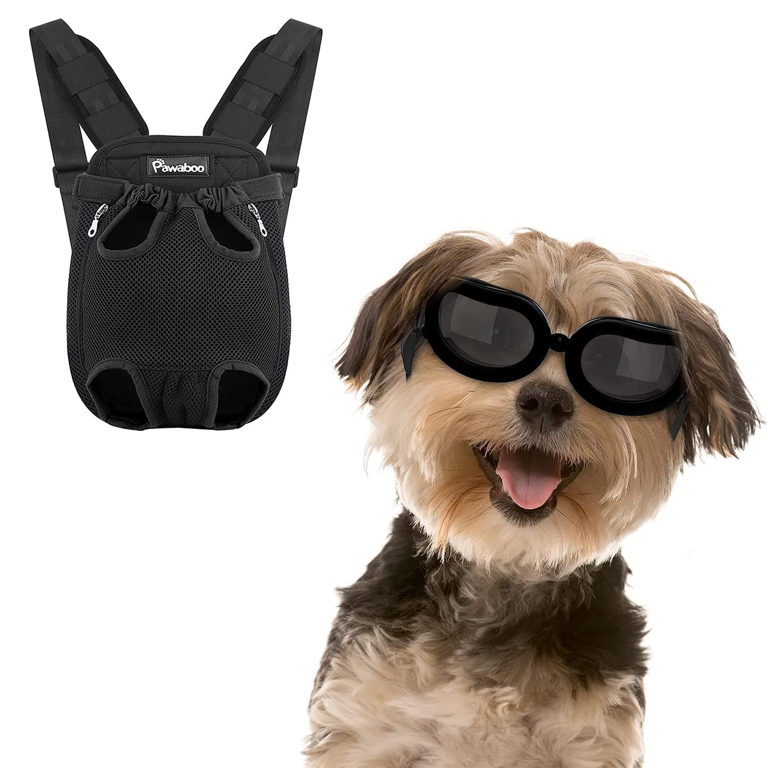 PawabooPet Carrier Backpack L Size Black & Adjustable Small Dog Goggles