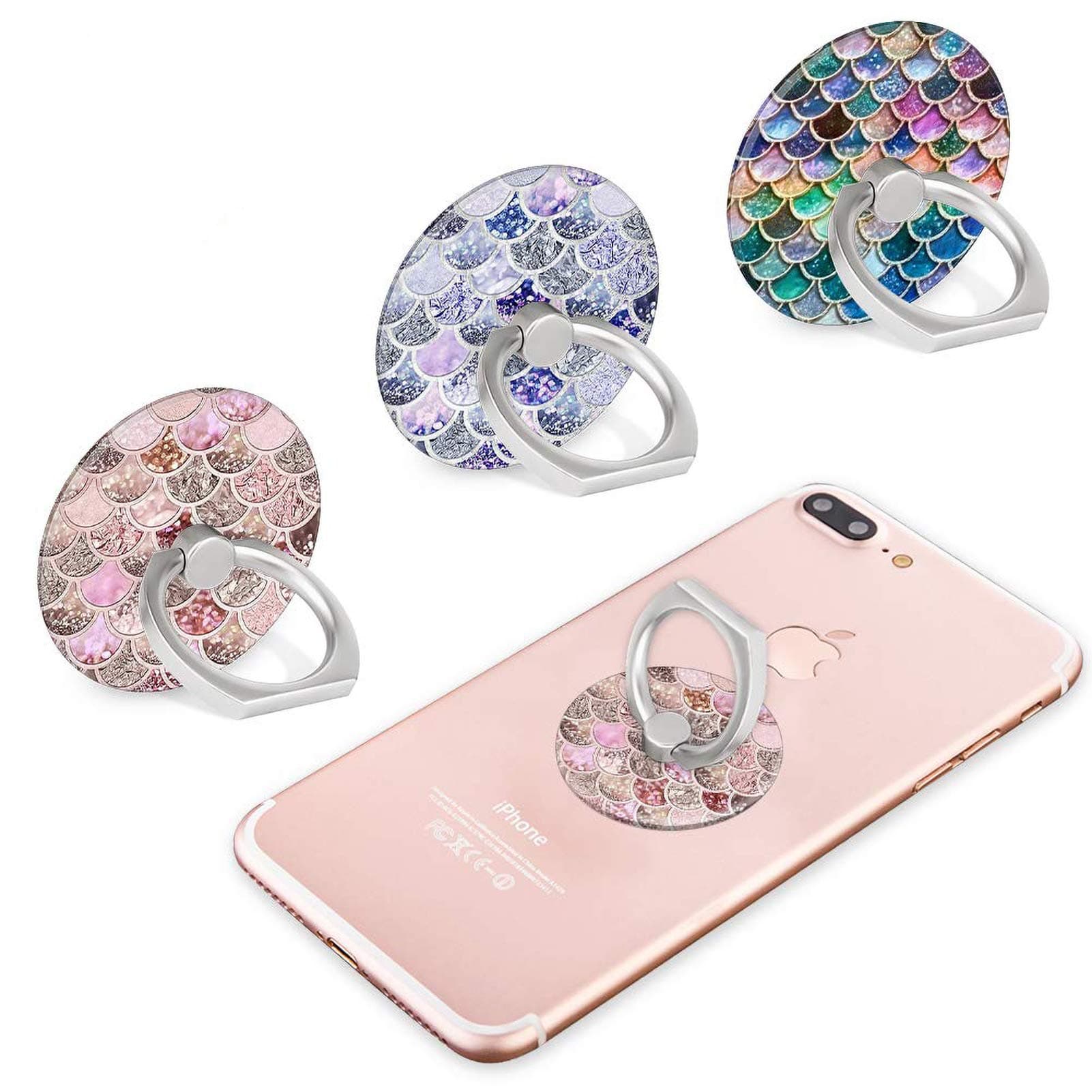 BF2Jk Three Pack-Ring Phone Holder Grip for Smartphones,Tablets,Pads (Mermaid)