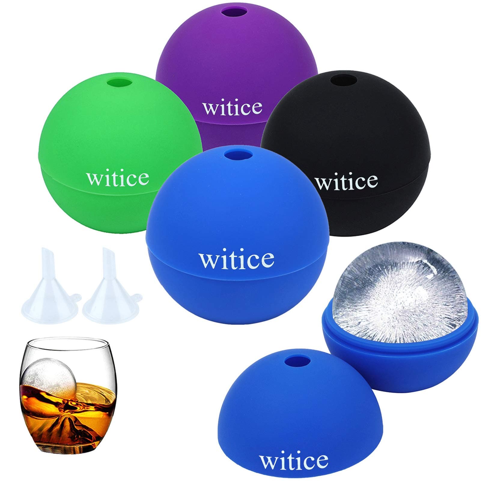 Ice Ball Mold(4-Pack) -Whiskey Ice Ball Maker,Makes 2.5 Inch Ice Balls,Food Grade and BPA Free (mix color)