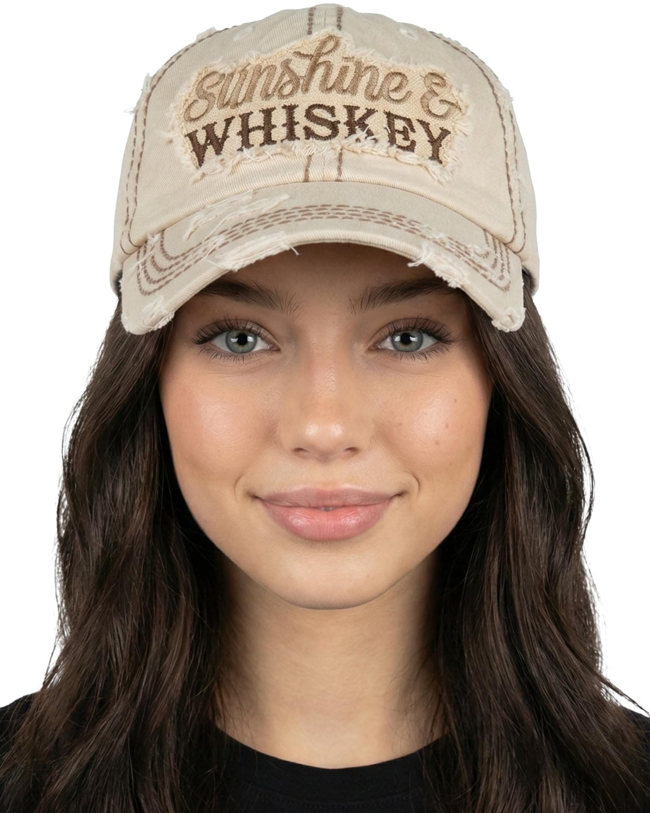 Distressed Vintage Baseball Cap - Embroidered Patch Women's Hat - Holiday, Lifestyle & Patriotic Designs