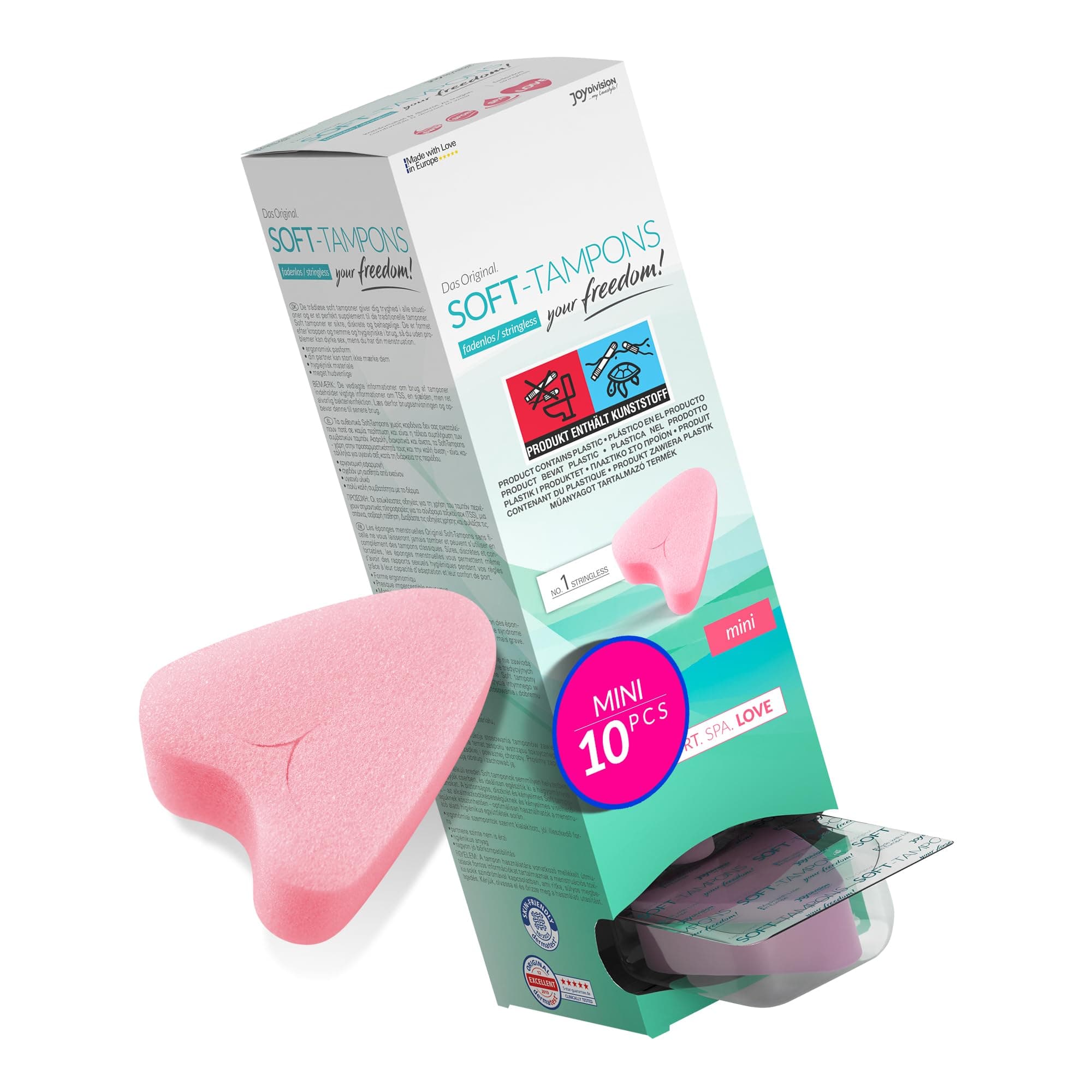 JOYDIVISION Soft-Tampons mini I 10 Pieces I Threadless tampons for Sports, Swimming & spa I Menstrual sponges Ultra Soft I Easy Insertion & Removal I mini Soft Tampon Without Thread