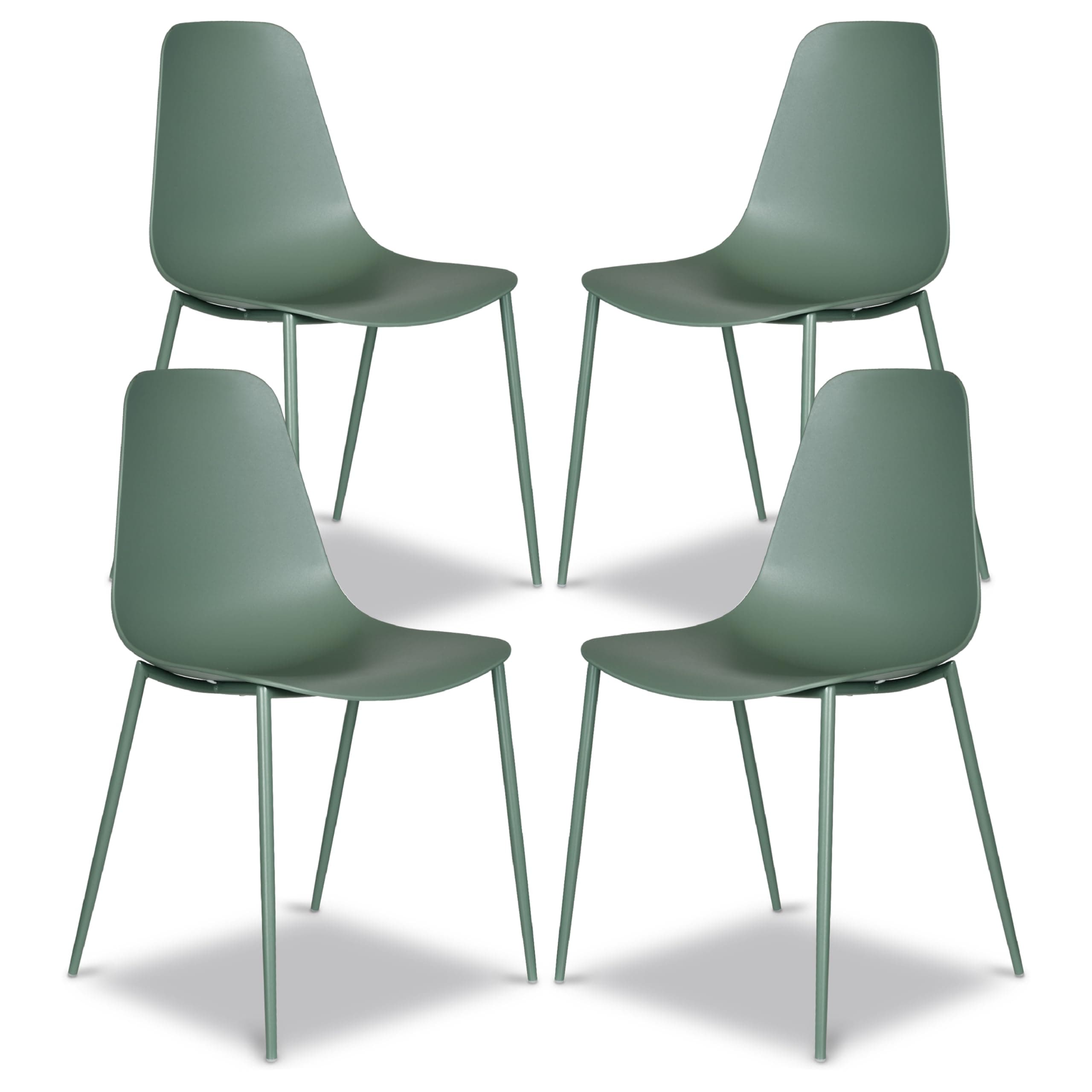 Poly & BARK Isla Modern Kitchen Chairs Set of 4 - Plastic Dining Chair with Metal Legs - Quick Assembly Simple Cafe Chairs Plastic for Indoor or Outdoor - Pistachio Green