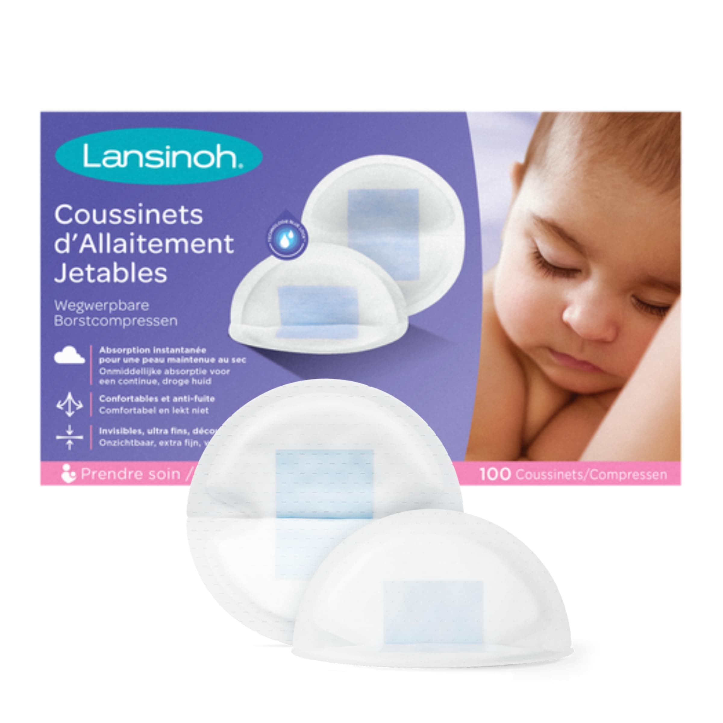 Blue Lock Nursing Pads, Pack of 100 - Absorbent Core, Comfortable & Leak-Proof