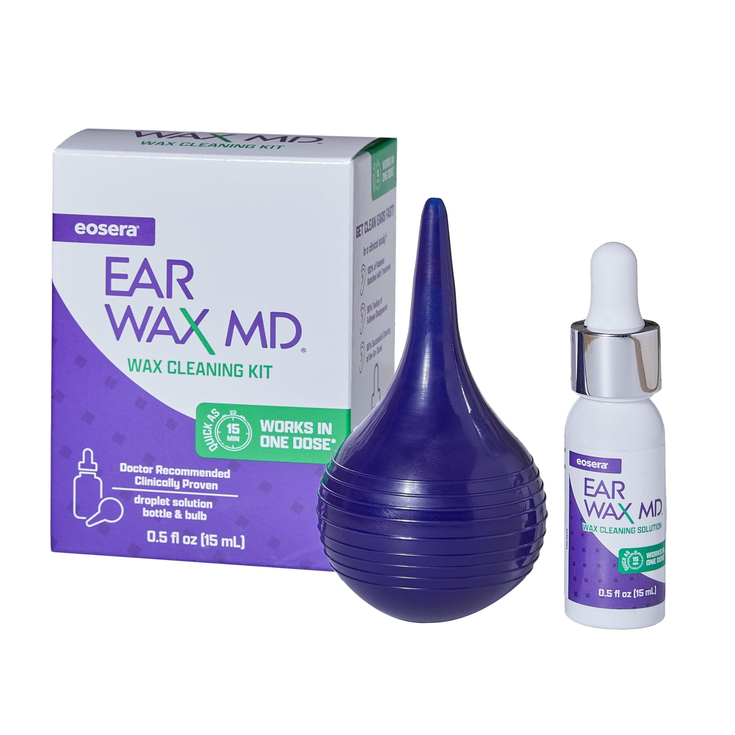 Earwax MD Ear Wax Removal Kit - Ear Cleaning Tool with Dissolving Drops and Rinsing Bulb - Unisex, All Ages