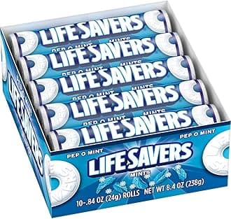 LifeSavers Pep-O-Mint Hard Candy, 0.84-Ounce Rolls (Pack of 60) by Life Savers