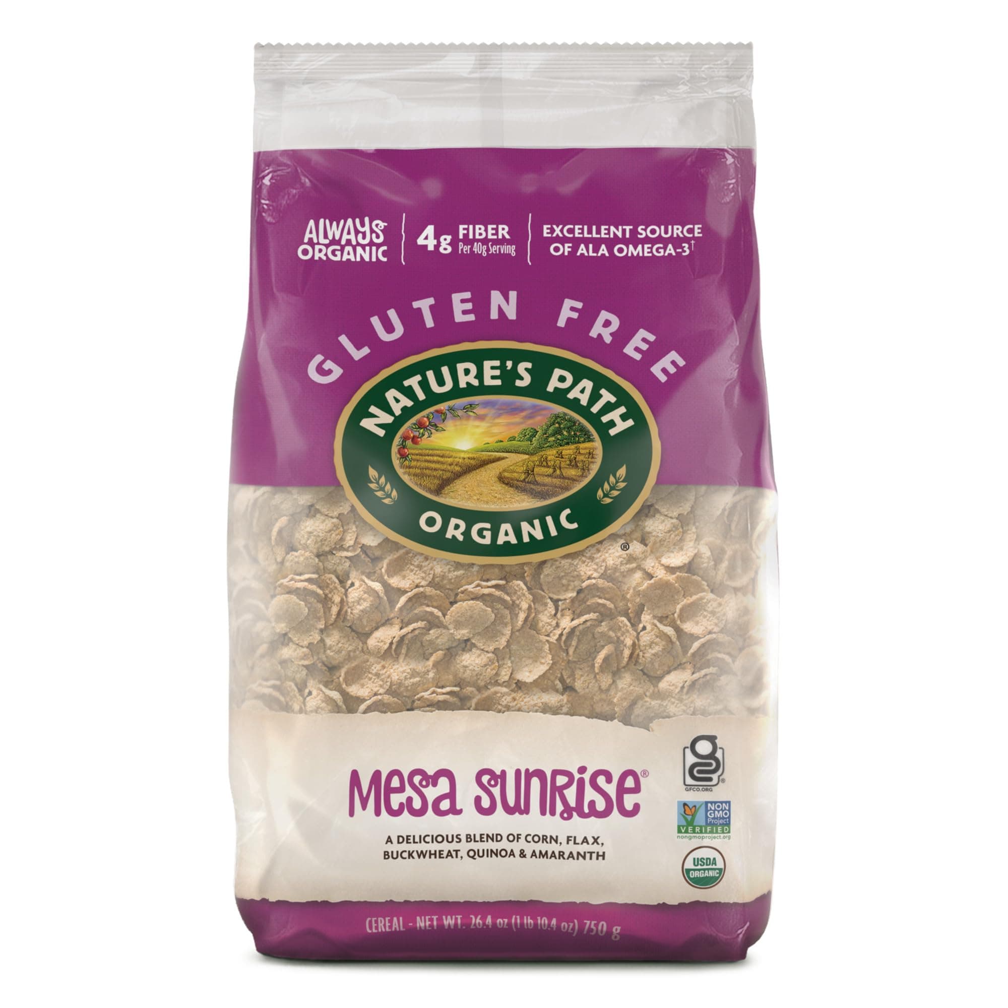 Nature's Path Organic Mesa Sunrise Cereal, 26.4 oz (Pack of 6), Flax Seeds, Quinoa, Amaranth, Gluten Free, Earth Friendly Packaging