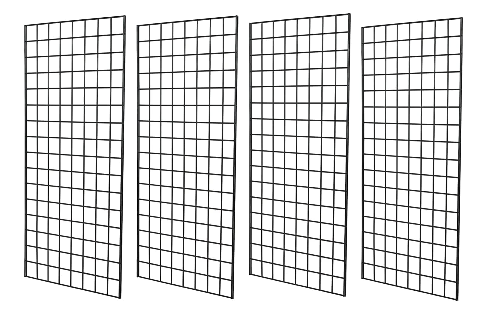 Grid Wall Commercial Grade Grid Panel Heavy Duty for Retail Display, 2' W x 4' H, Black (Pack of 4)