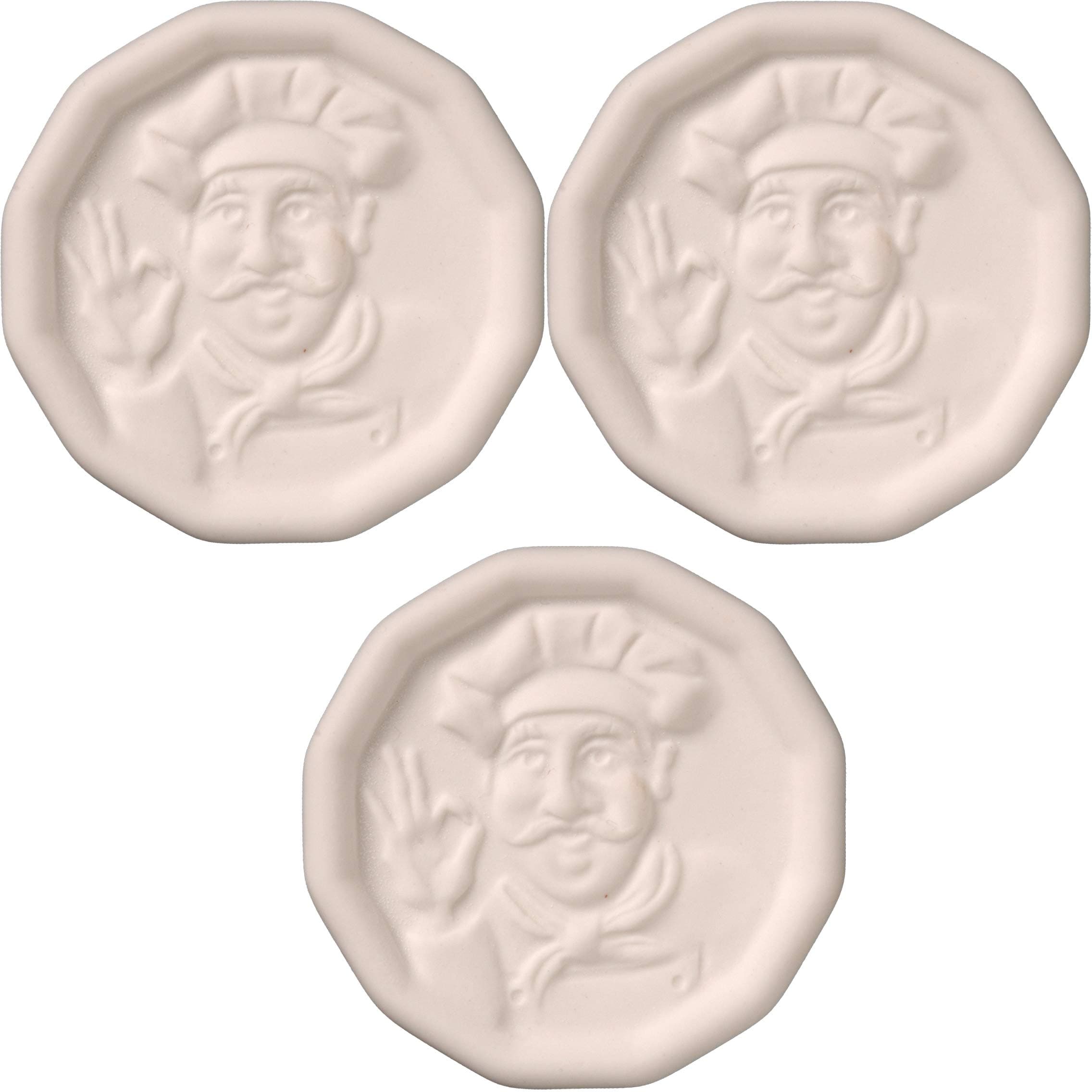 Pot Minder Ceramic Boil Spill Stopper Disc - Kitchen Overflow Preventer for Noodles, Soups, Pasta, Seafood - Heat, Steam & Splatter Saver for Stove & Microwave - 2.3", Set of 3 Chef Design