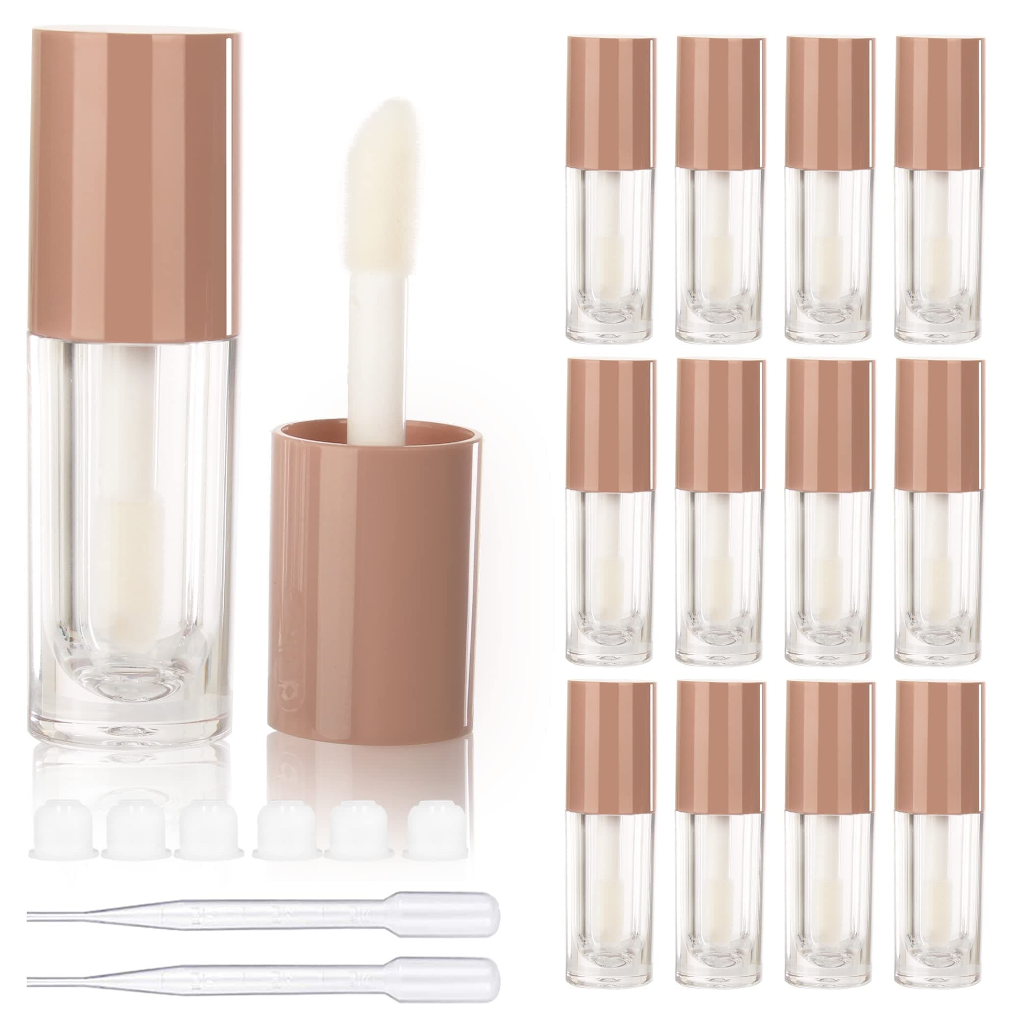 COSIDEA 14pcs Empty 6ml big brush lip gloss tubes for DIY lip gloss,Nude lipgloss containers, Nude