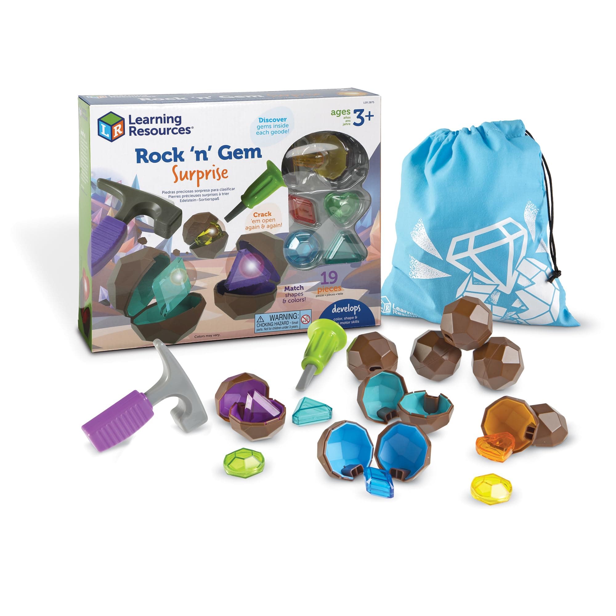 Rock 'n Gem Surprise - 19 Pieces, Ages 3+ Toddler Learning Toys, Sorting and Matching Toys, Early STEM for Kids