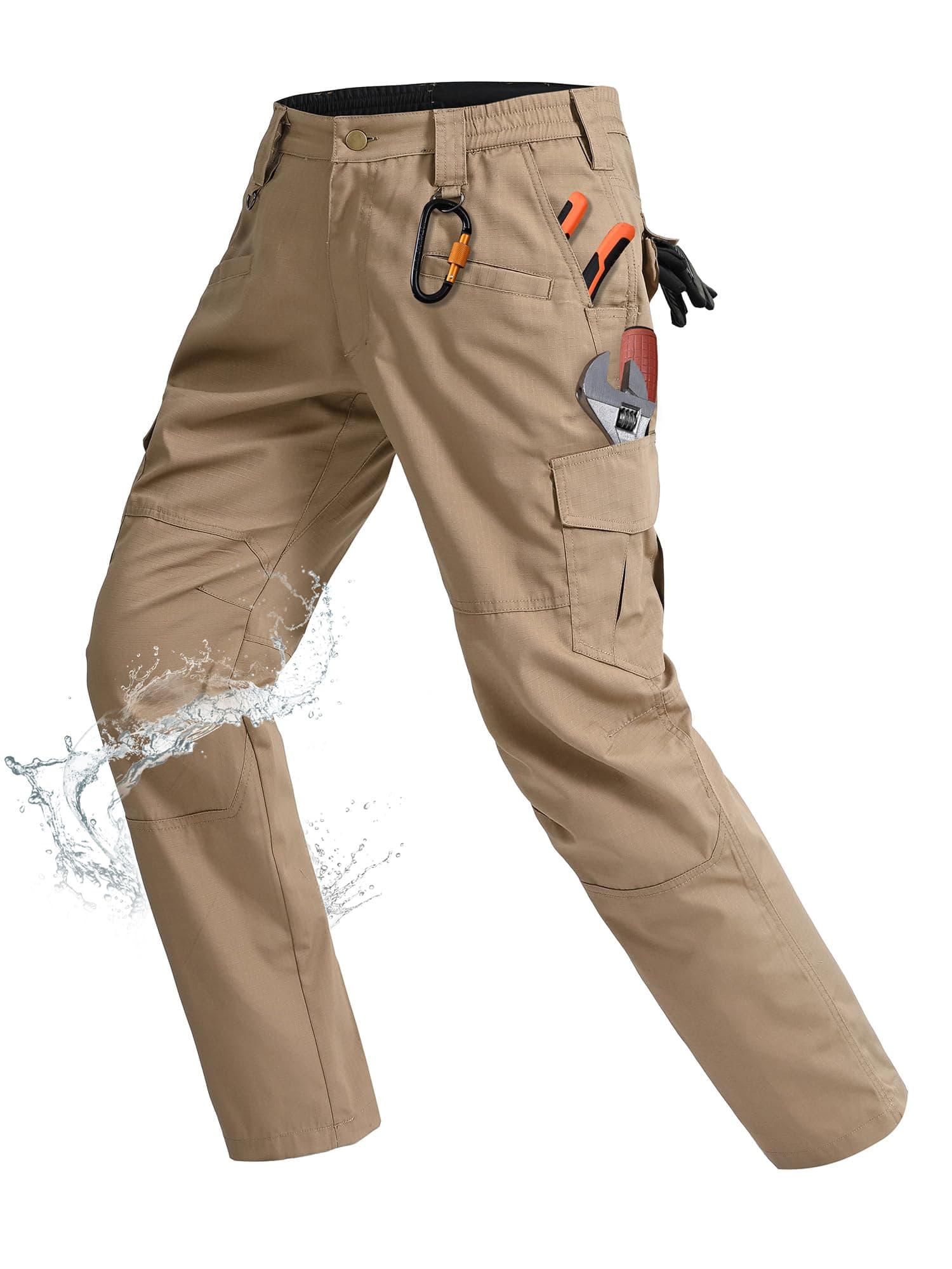 Ripstop Water Resistant Cargo Tactical Pants for Men EDC Hiking Work Military Army Pants with 9 Pockets