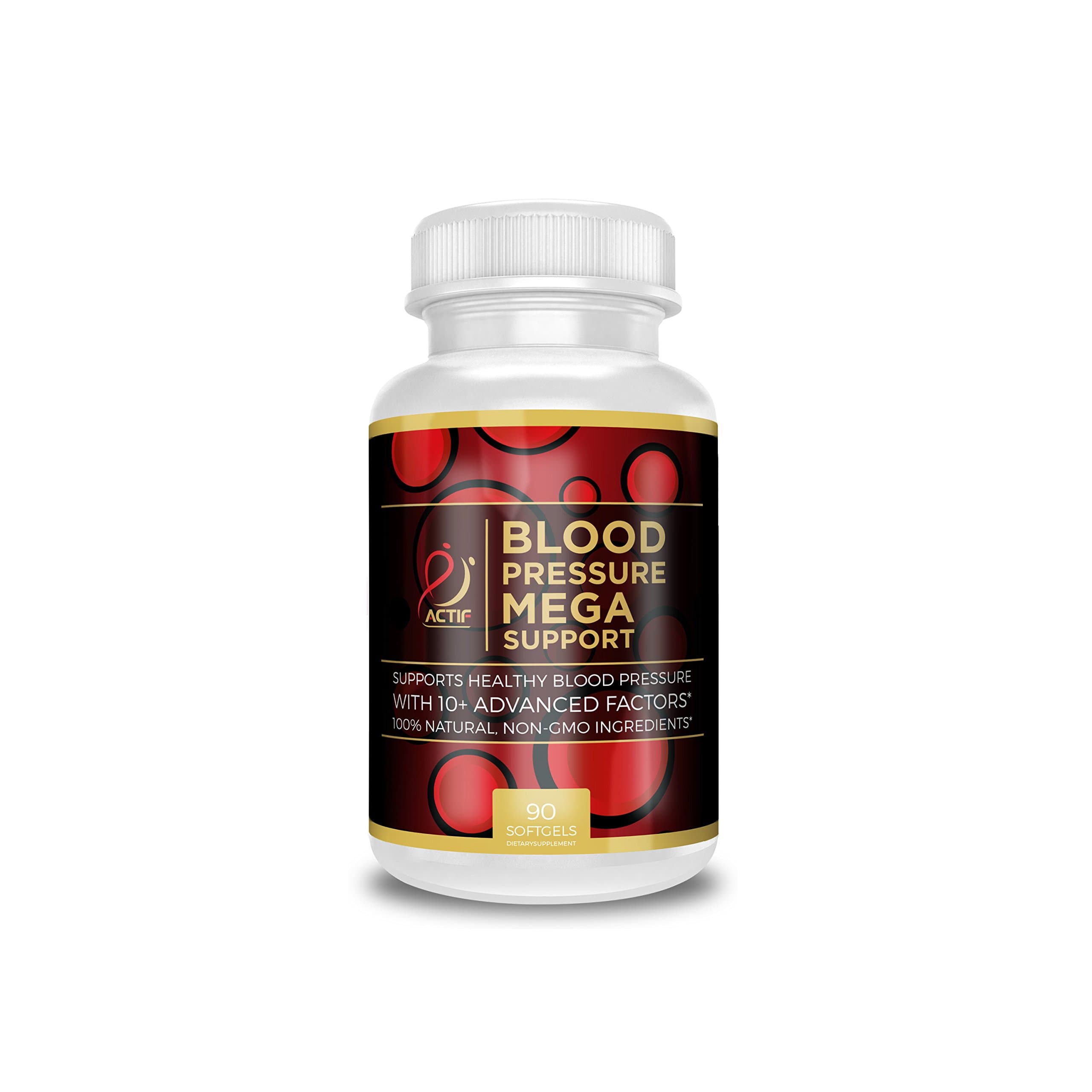 Actif Blood Pressure Mega Support with 10+ Advanced Factors, 90 count, Made in USA