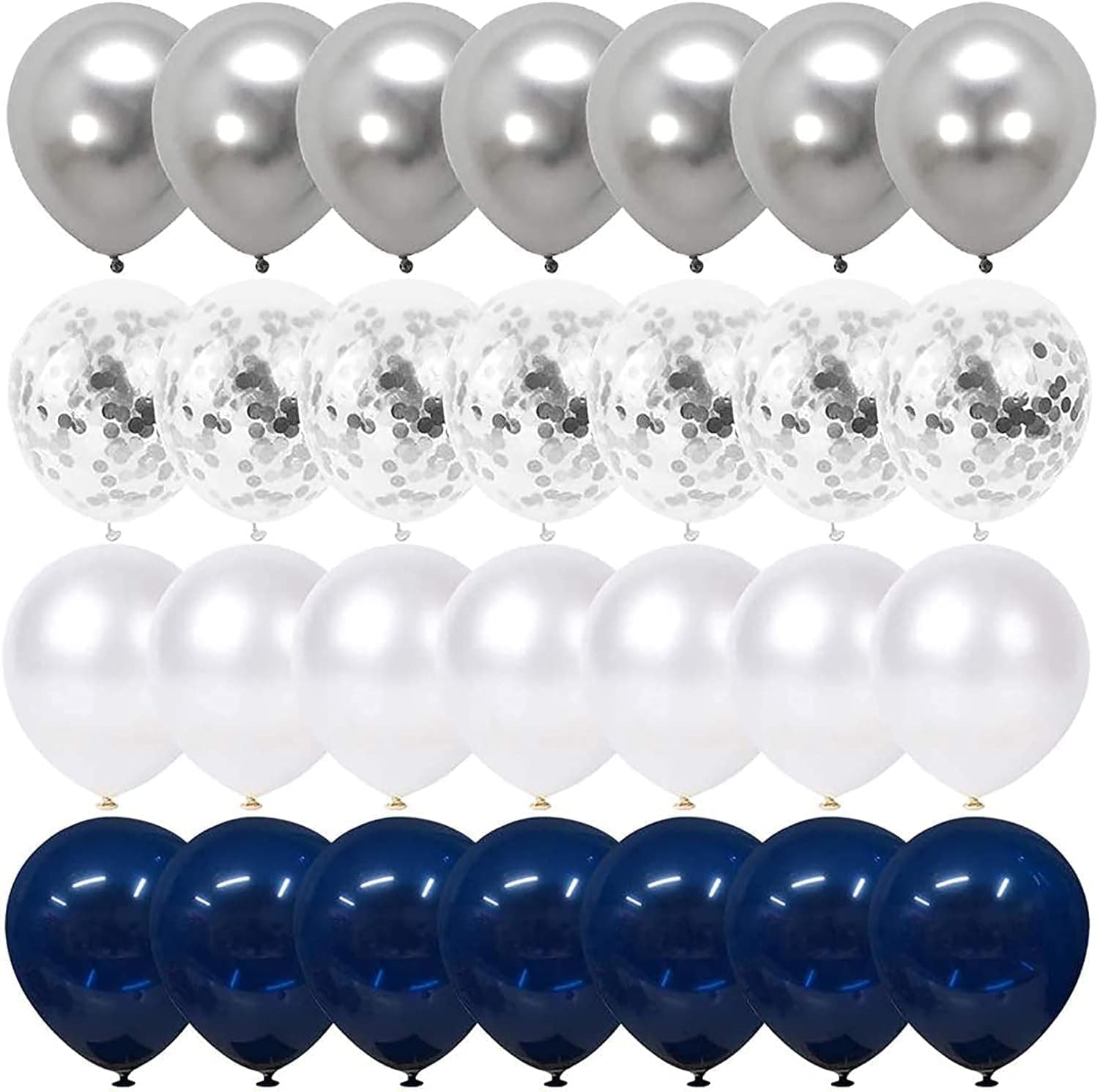 Silver blue balloons set