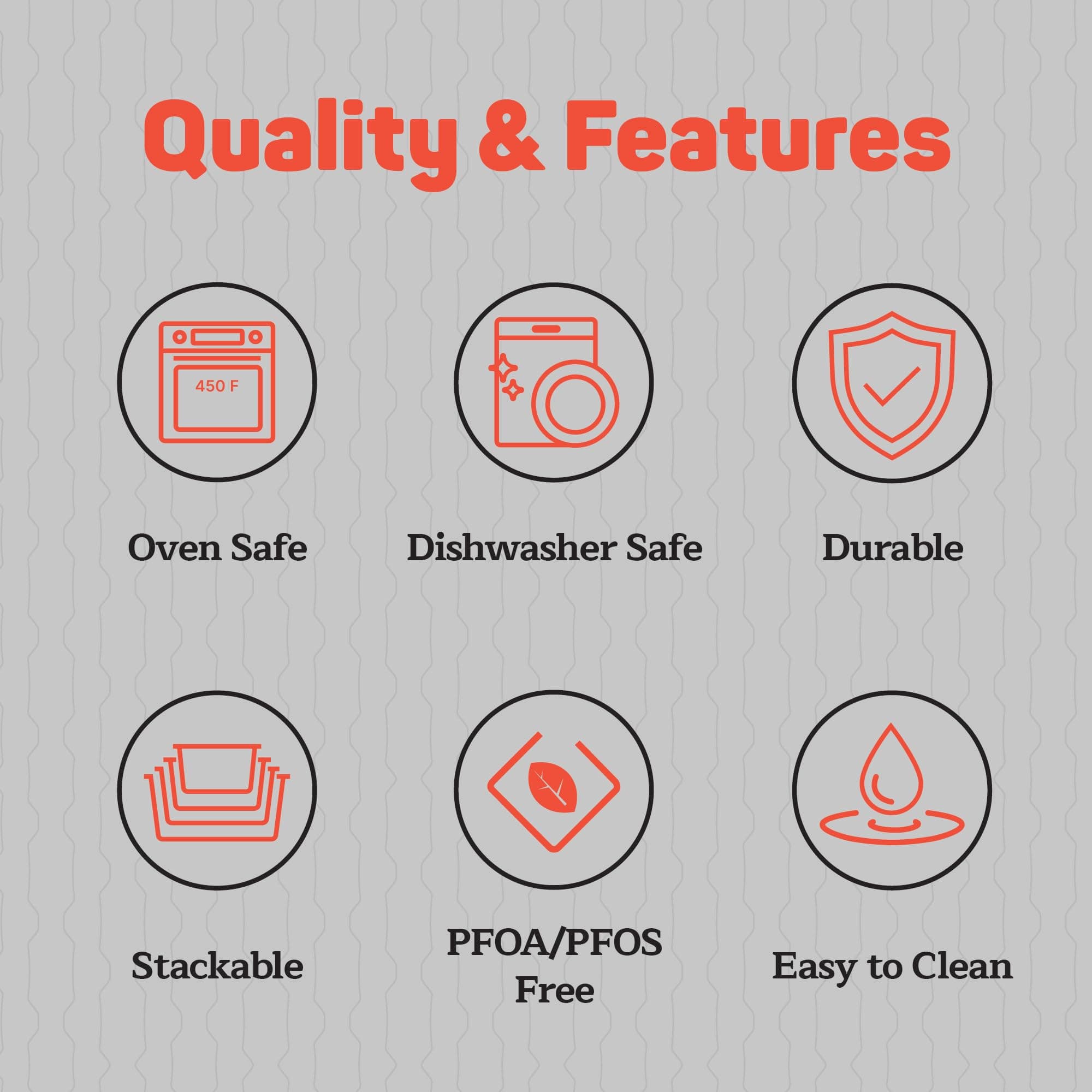 Emporio Kitchen Baking Pan Set - Nonstick Coating, Carbon Steel Bakeware Set with Red Silicone Handles, PFOA, PFOS, PTFE Free, Recipe Booklet Included, Oven Safe Tray (Up To 450° F), Set of 8 - Black