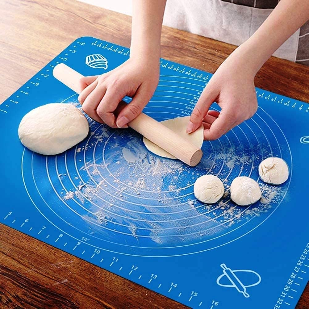 Silicone Baking Mat for Kitchen - Non-Stick Roti Chapati Cake Mat - Stretchable, Blue (50 * 40 cm)