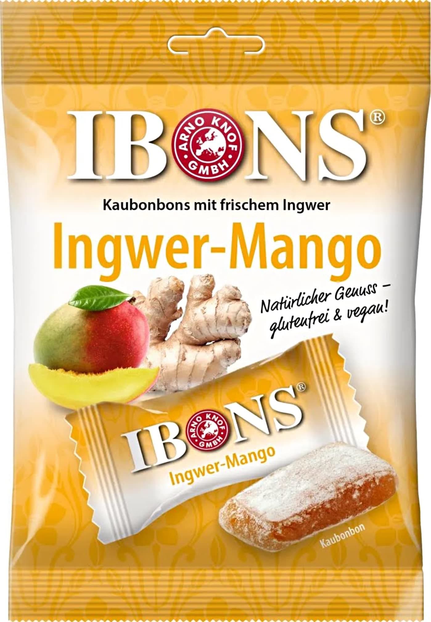 Ginger and Mango Candies 92 g - Ginger-Mango Chewy Sweets, IBONS/Germany