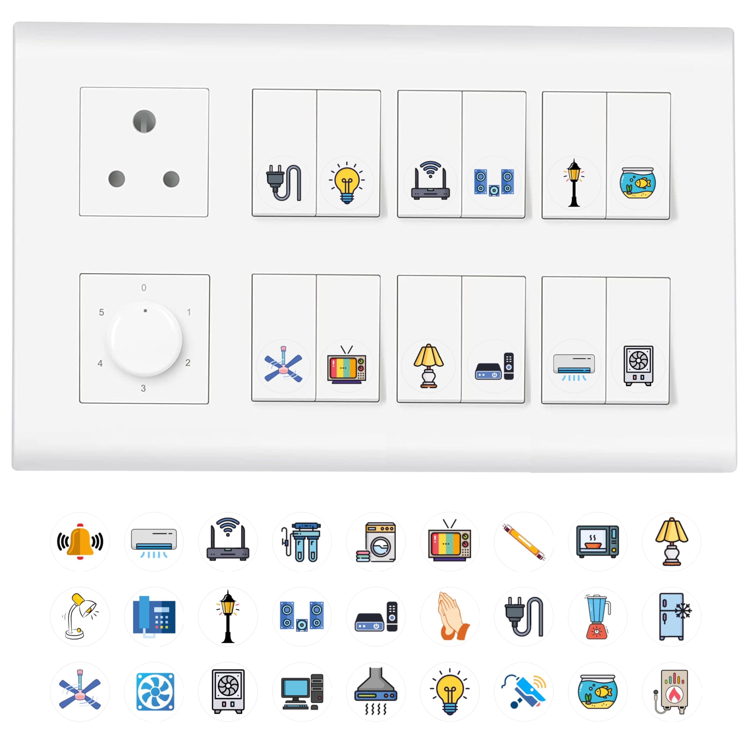 11 Strokes Switch Board Stickers for Home - 504 pcs Self Adhesive, Modern Ele...