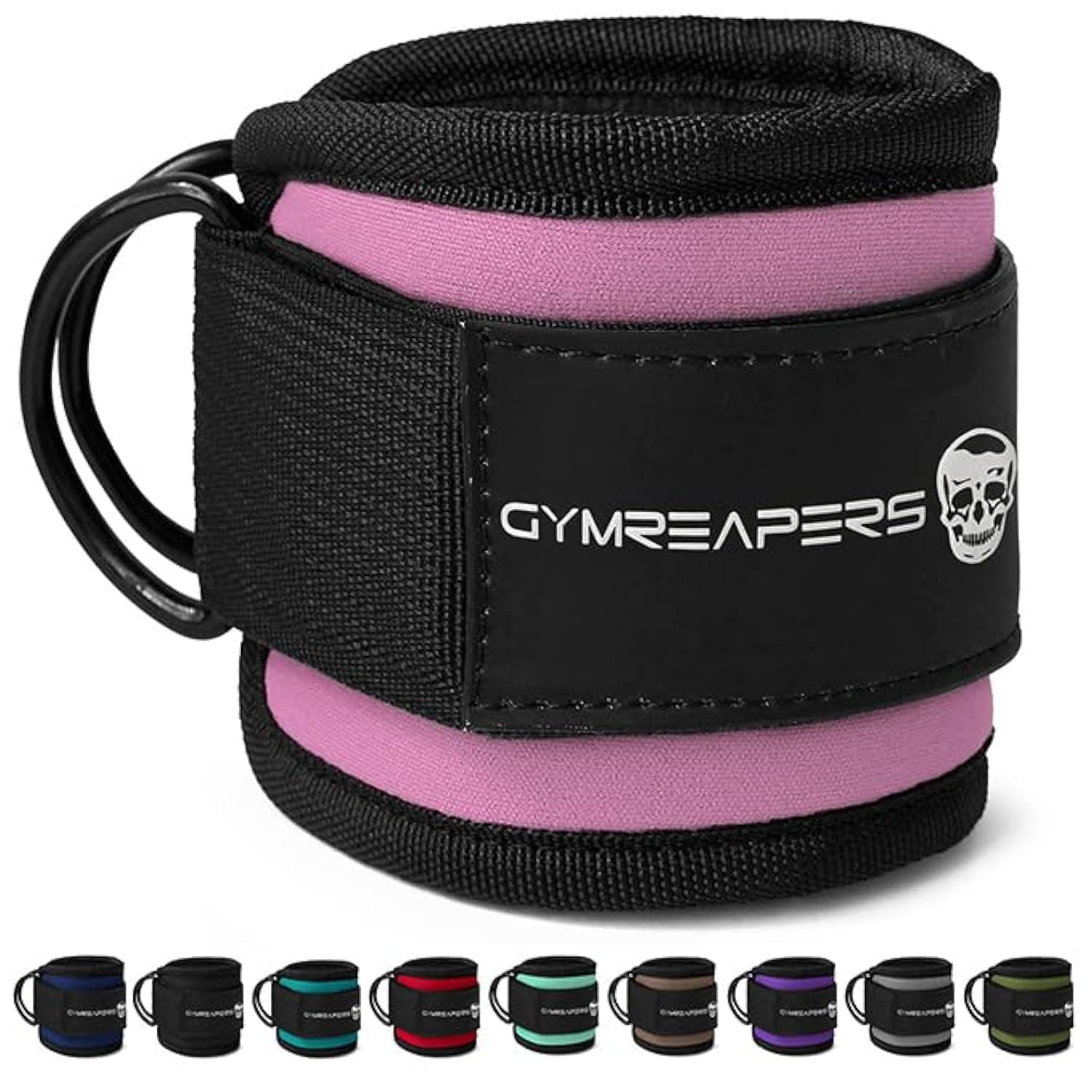 Gymreapers Ankle Straps (Pair) for Cable Machine Kickbacks, Glute Workouts, Lower Body Exercises - Adjustable Leg Straps with Neoprene Padding (Pink, Pair)