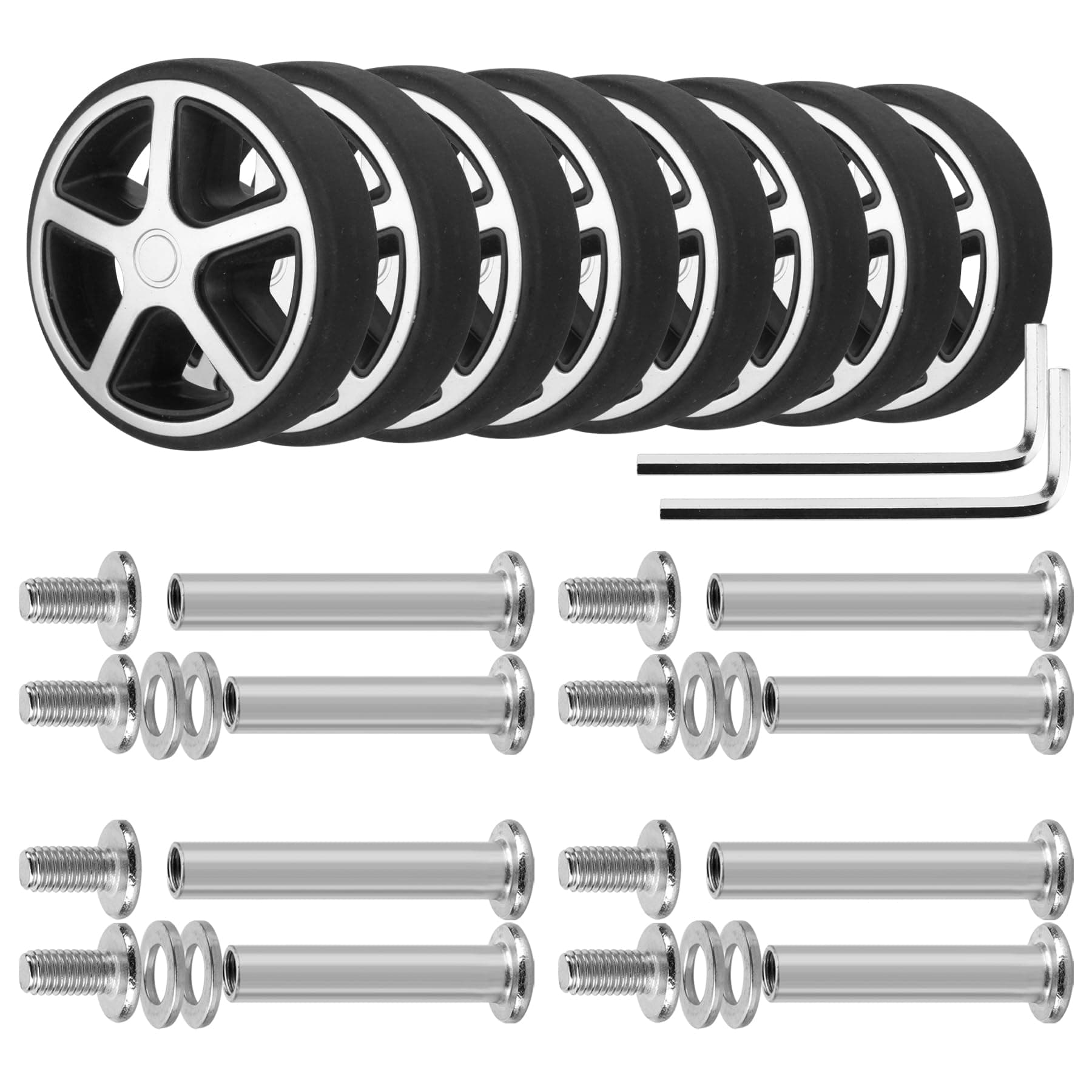 8 Pcs Replacement Luggage Rubber Wheels 2 inch, Suitcase Spinner Wheel Repair Repair Set, Wear-Resistant Trolley Casters, VA50