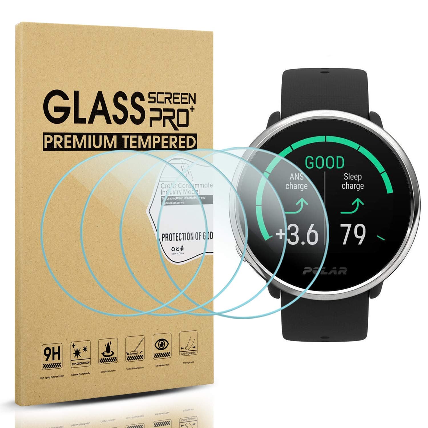 Suoman 4-Pack for Polar Ignite Screen Protector Tempered Glass, 2.5D 9H Hardness Screen Protector for Polar Ignite Smartwatch