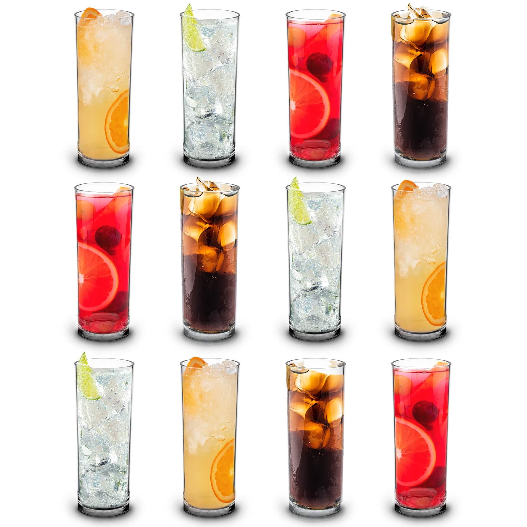 RBDRINKS RB Highball Glasses Premium Plastic Unbreakable Reusable 11oz, Set of 12